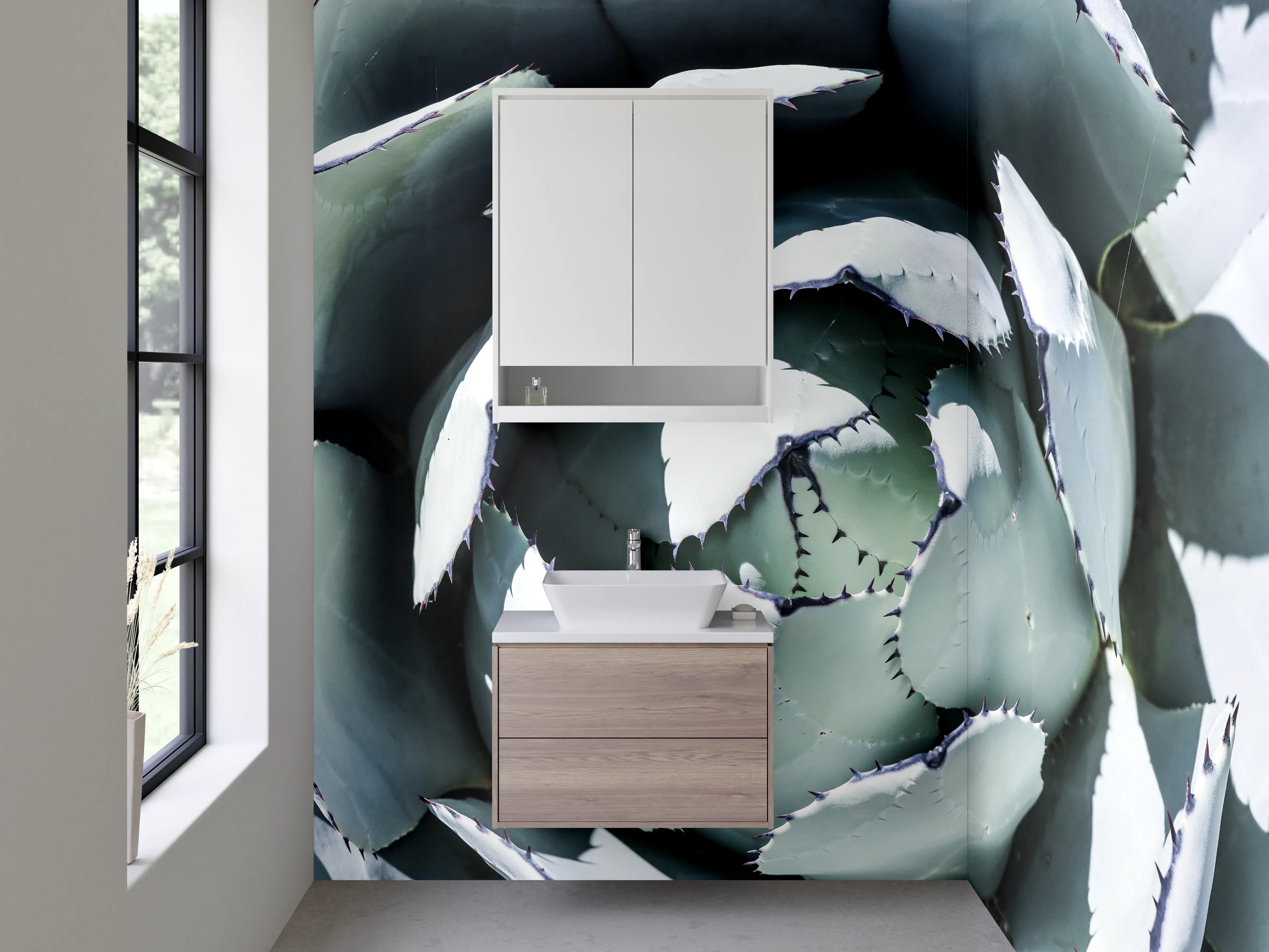 Waschbecken-Rückwand - Agavenmuster Pflanze Naturtrends