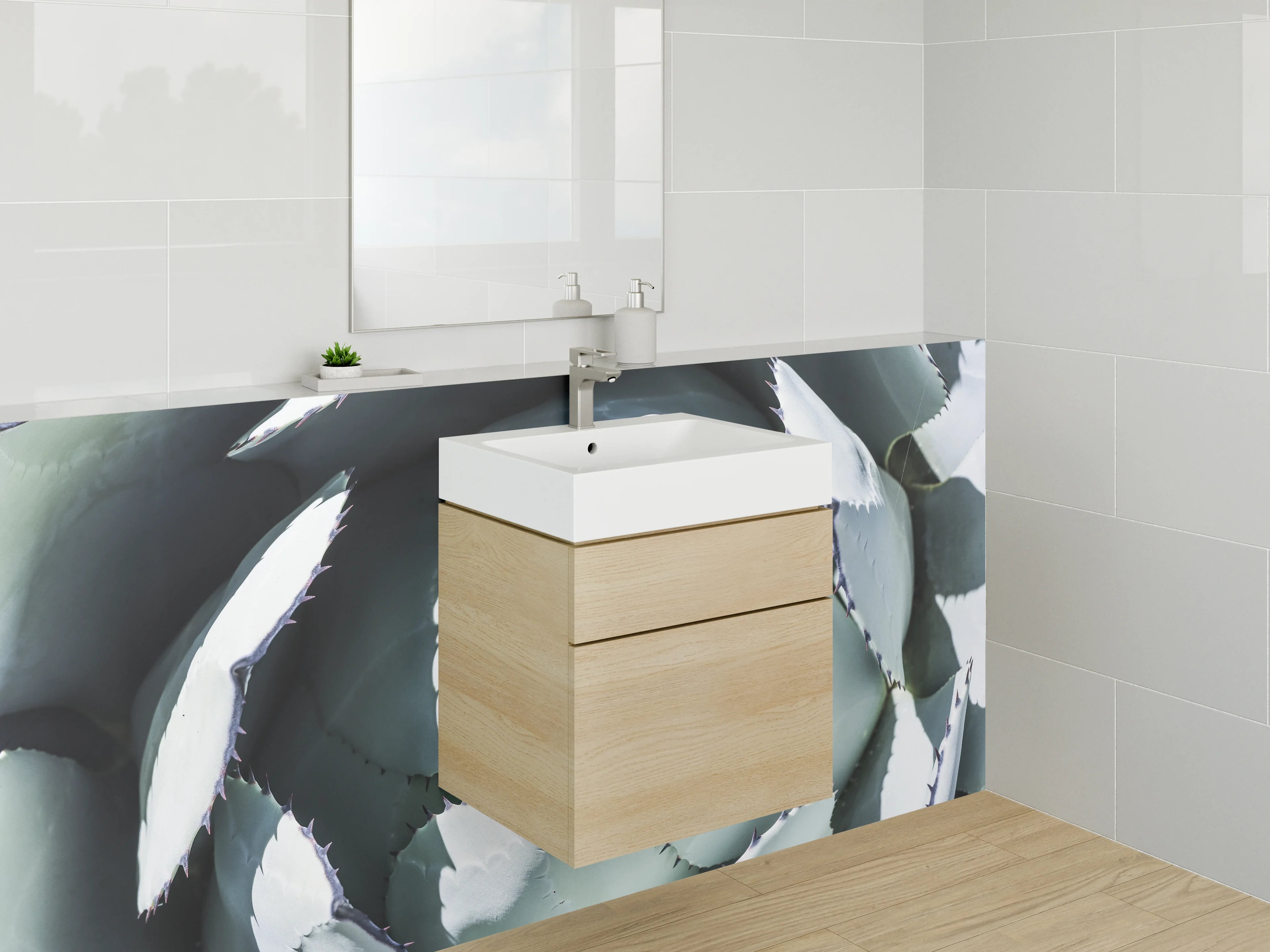 Waschbecken-Rückwand - Agavenmuster Pflanze Naturtrends