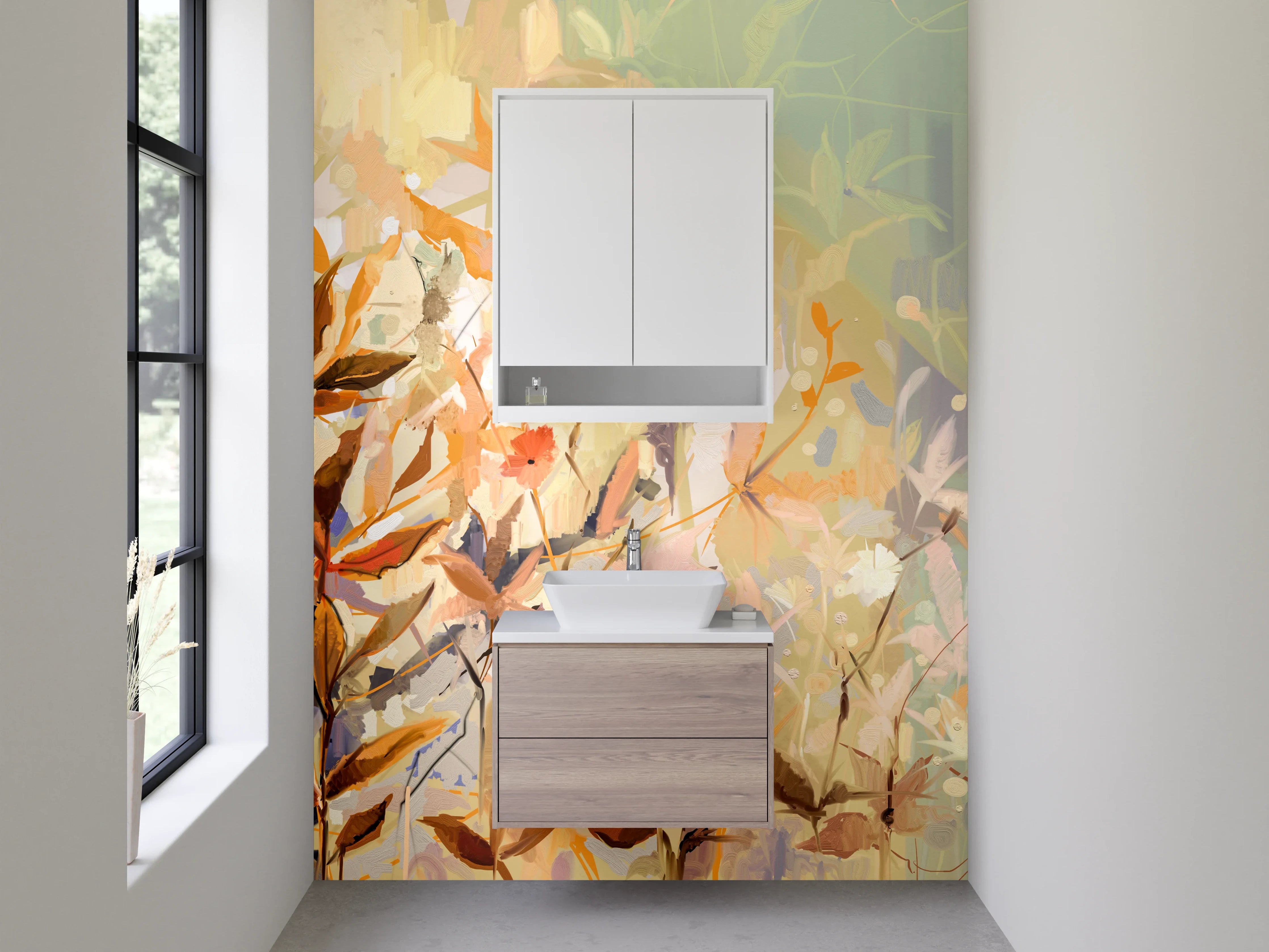 Waschbecken-Rückwand - Aquarell Blumen Pflanzen Illustration