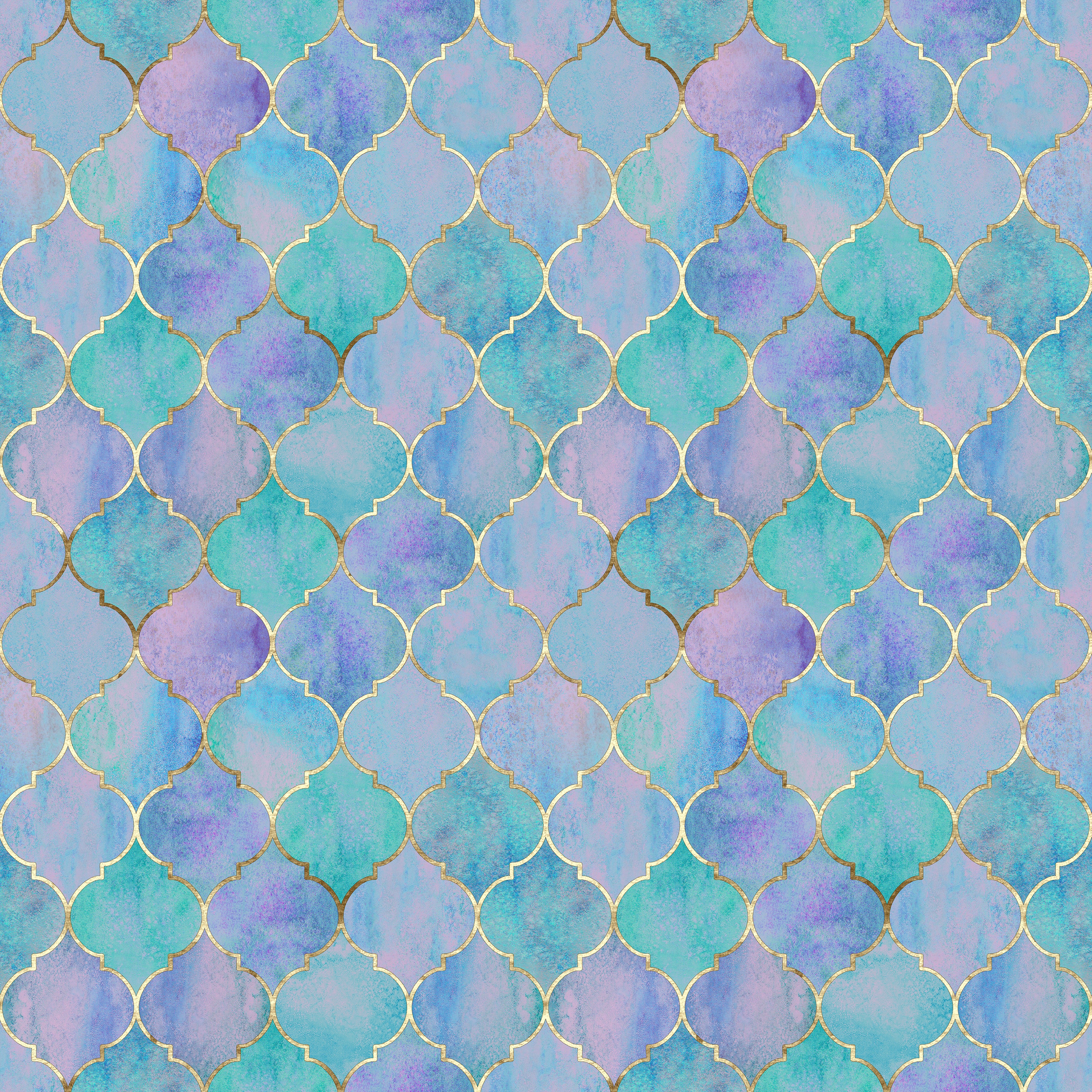 Waschbecken-Rückwand-Aquarell Mosaik Türkis Lila Muster