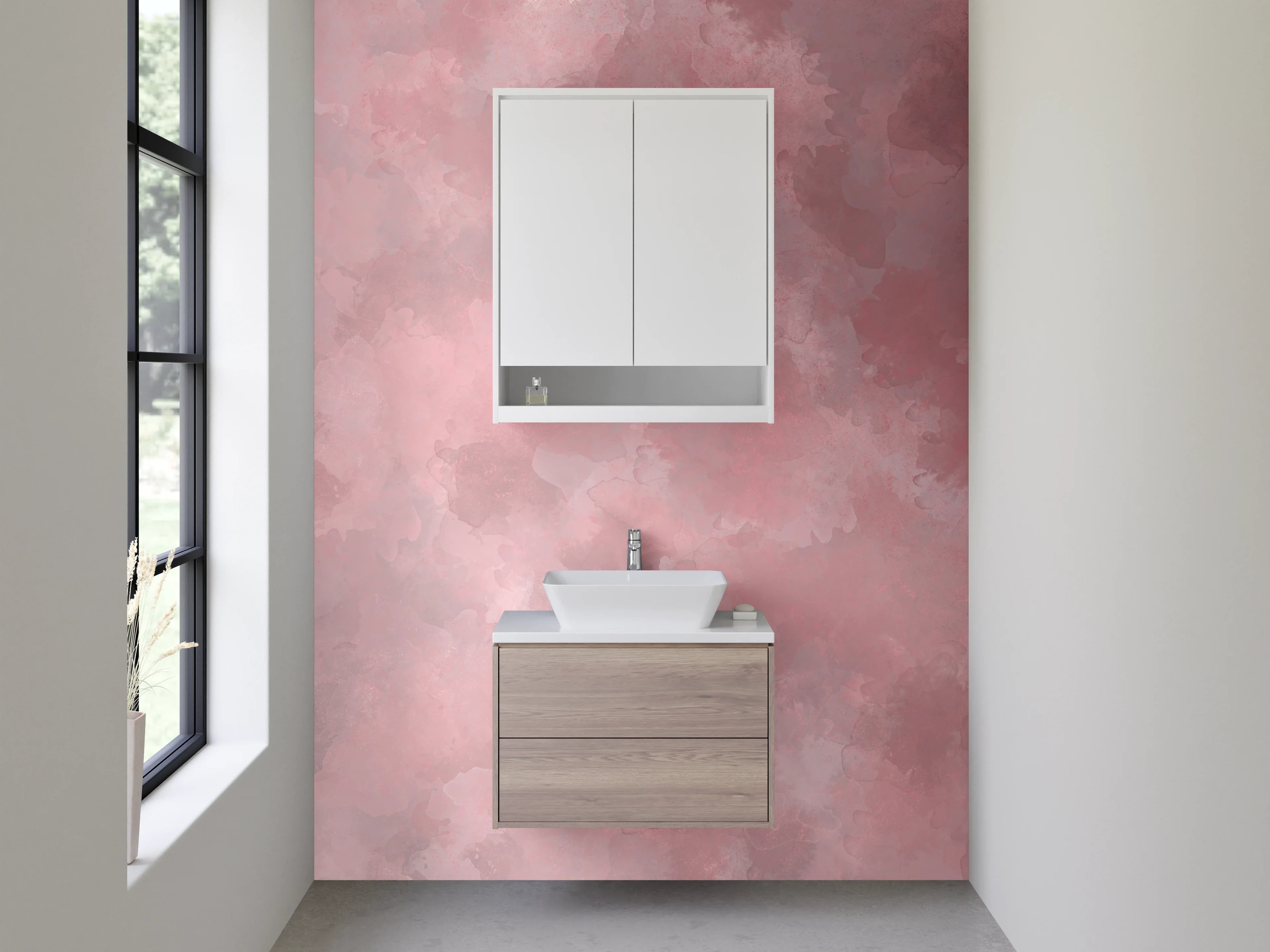 Waschbecken-Rückwand - Aquarell Rosa Struktur