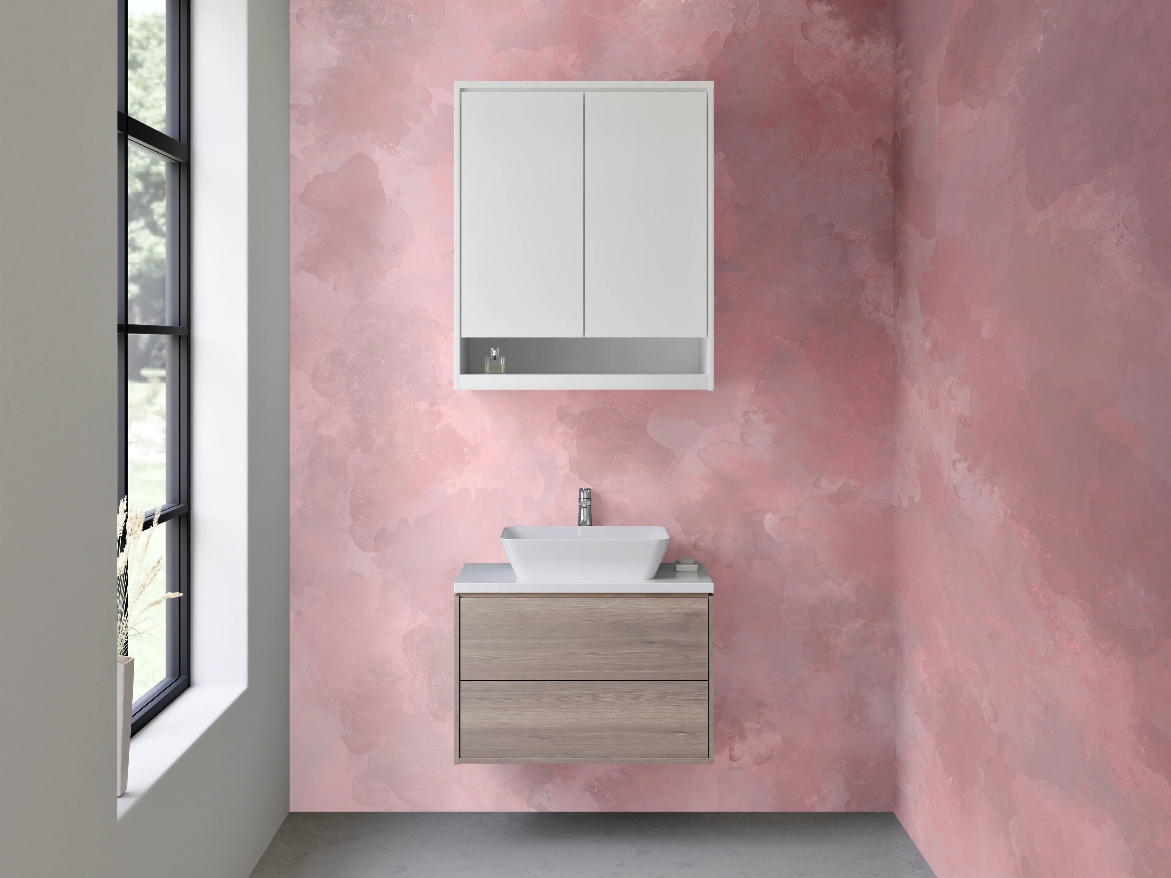 Waschbecken-Rückwand - Aquarell Rosa Struktur