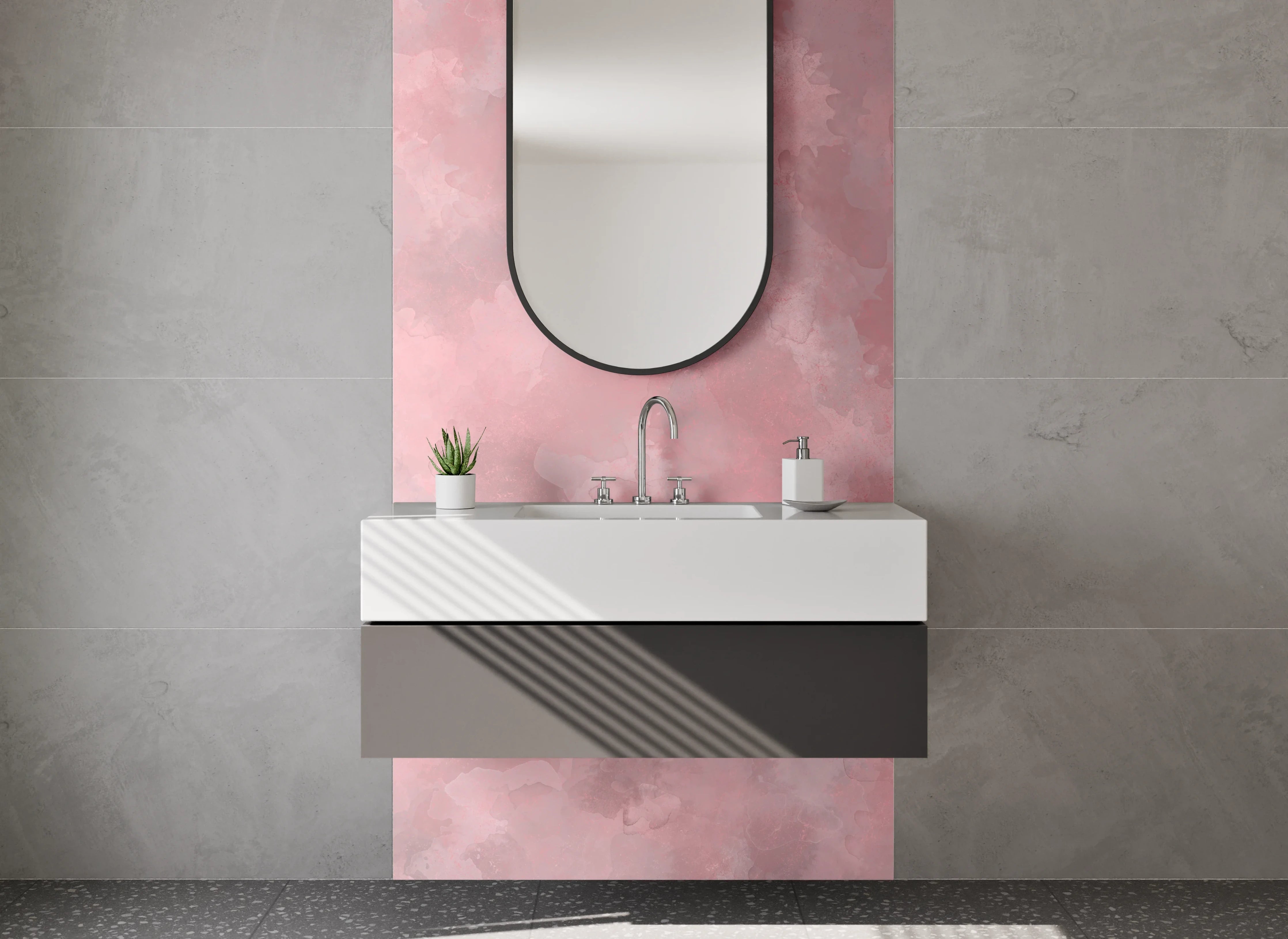 Waschbecken-Rückwand - Aquarell Rosa Struktur