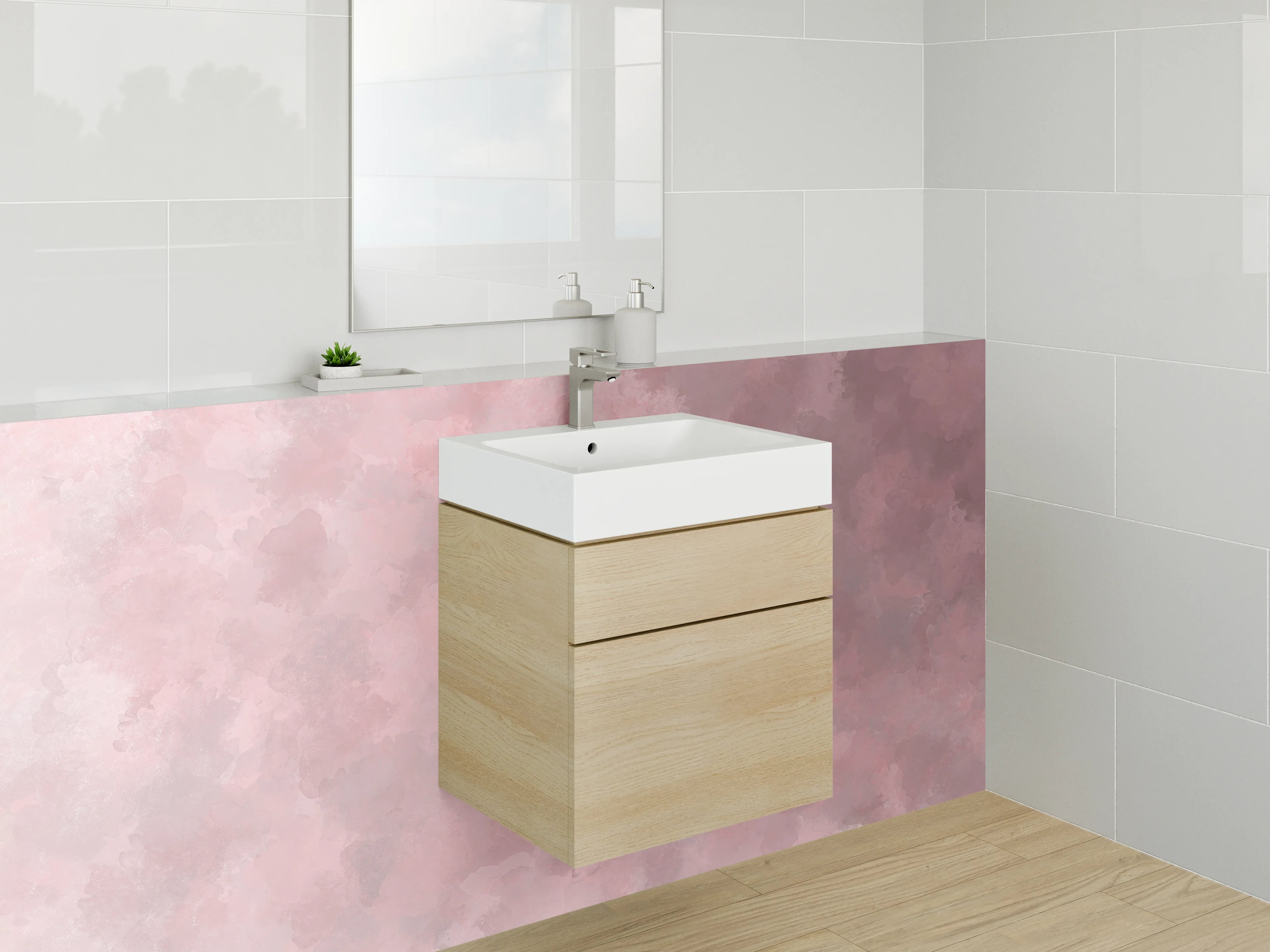 Waschbecken-Rückwand - Aquarell Rosa Struktur