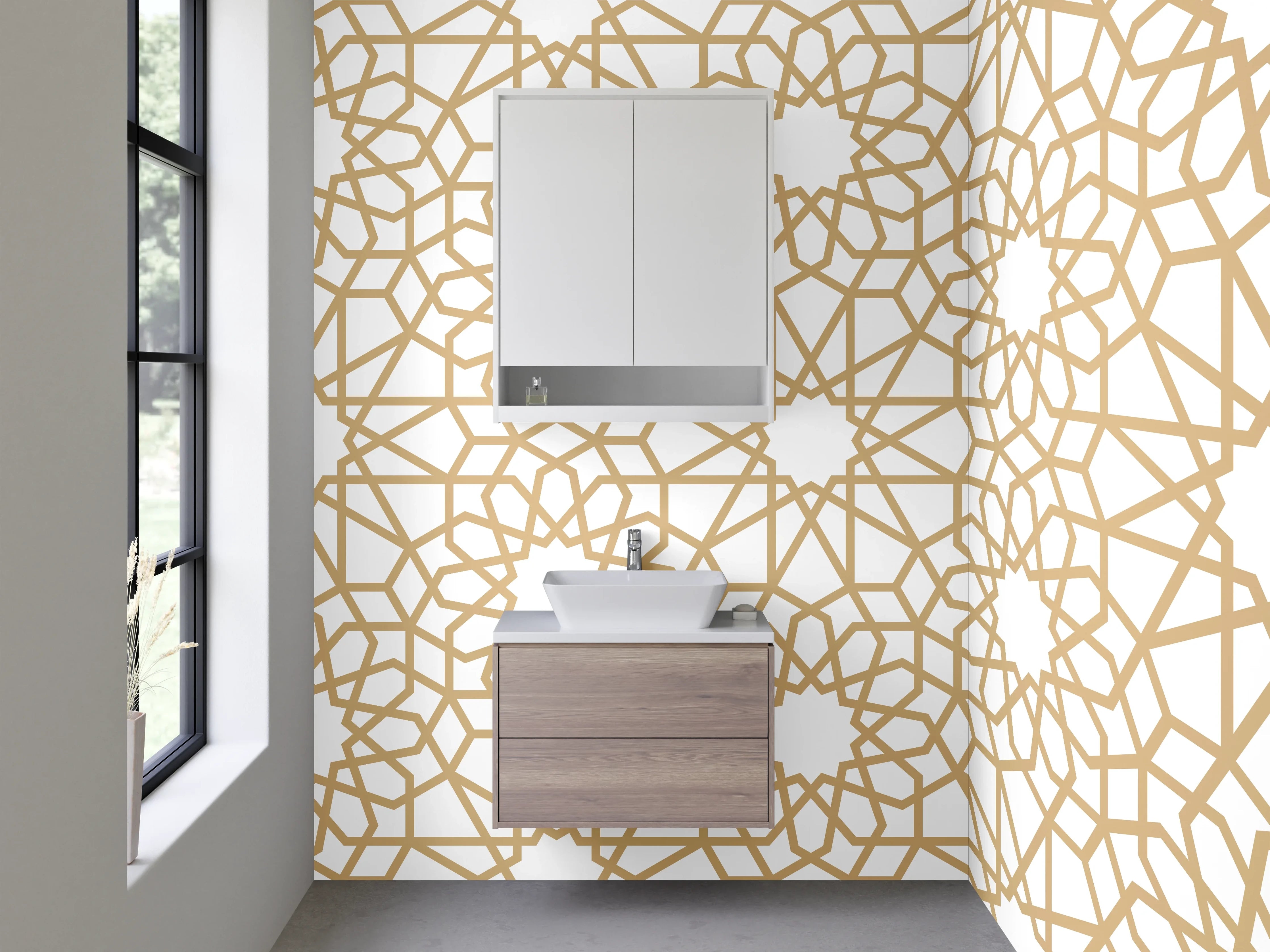Waschbecken-Rückwand - Arabisches Mosaik Muster Beigegold