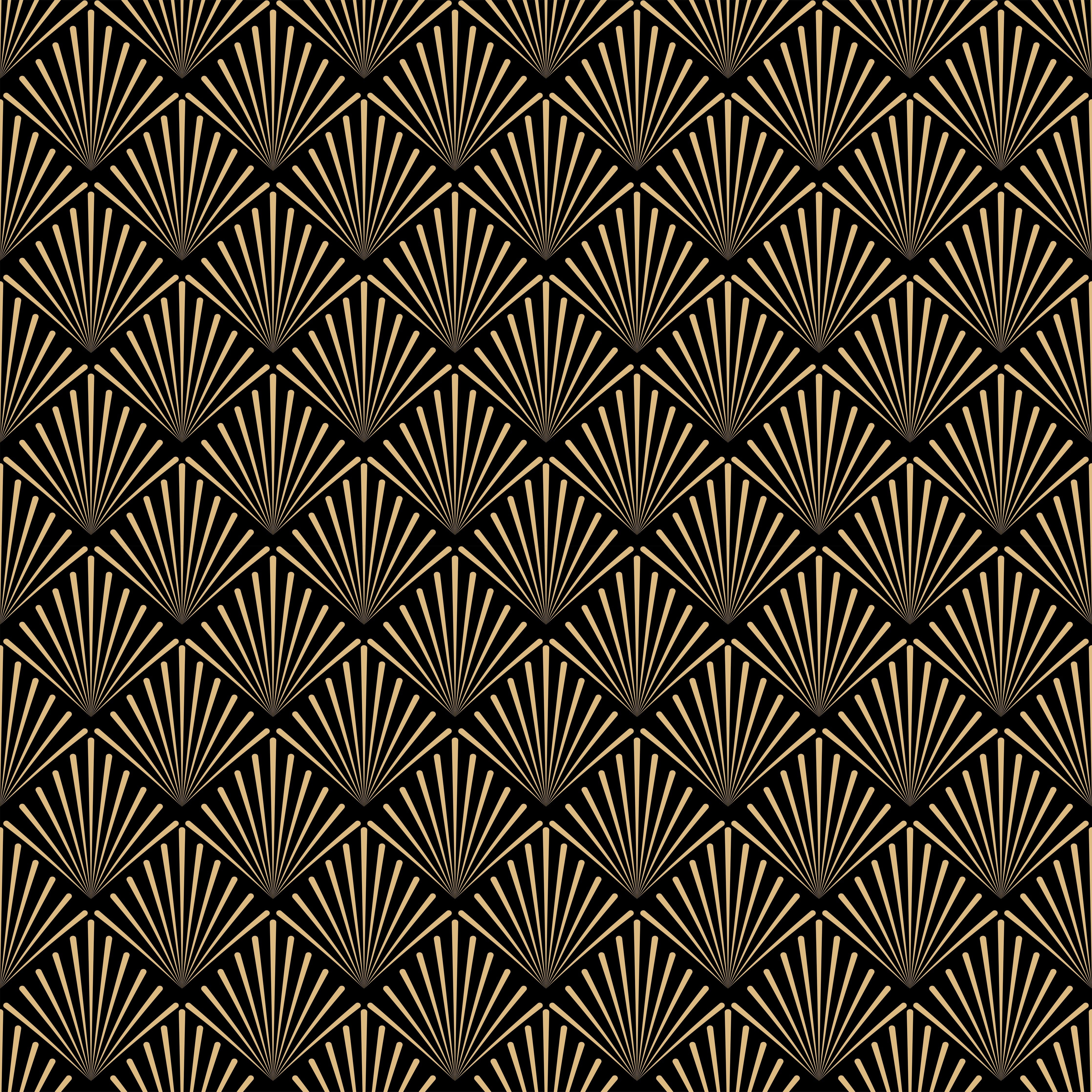 Waschbecken-Rückwand-Art Déco Fächer Muster Gold Schwarz