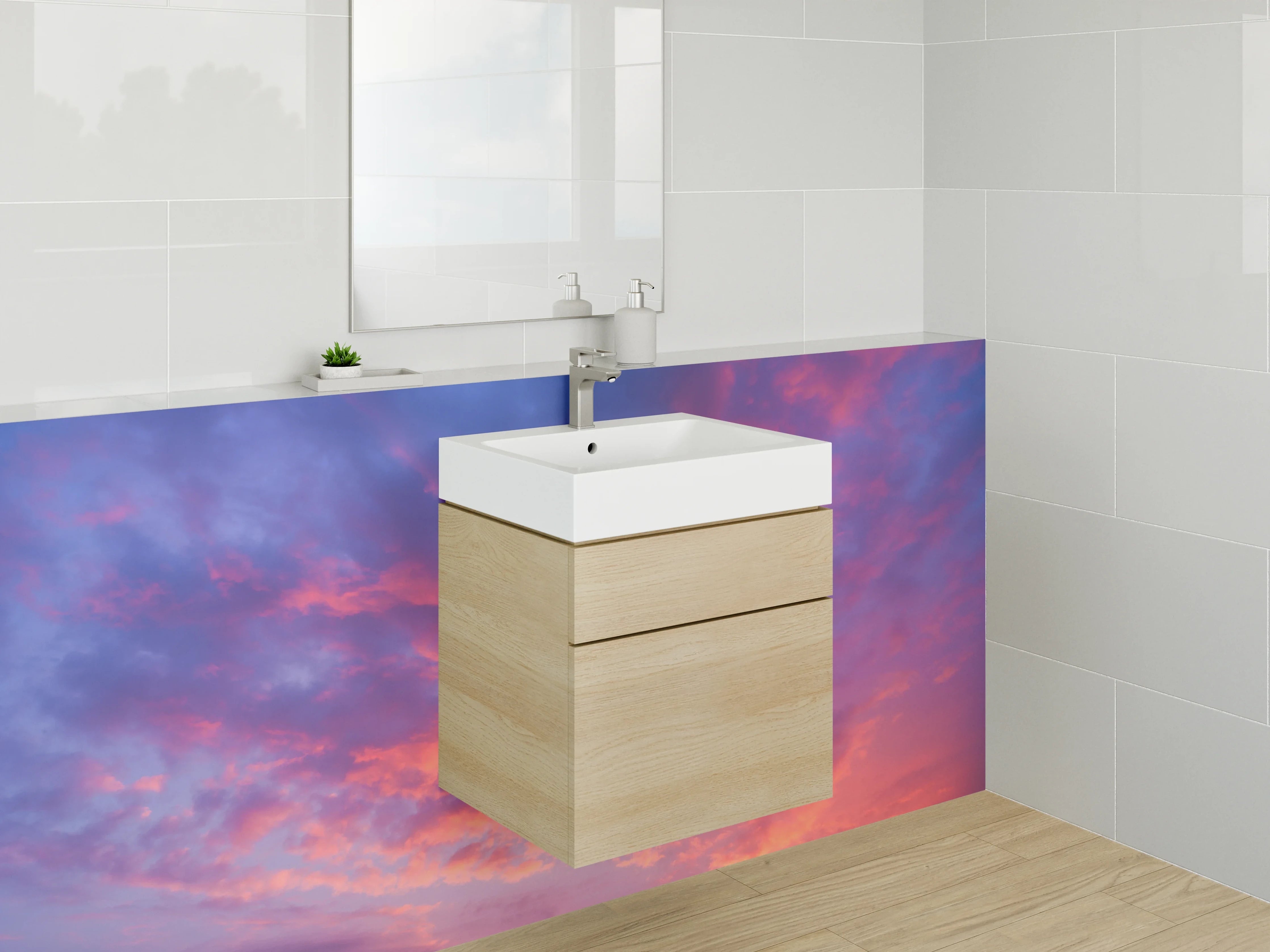 Waschbecken-Rückwand - Atemberaubender Sonnenuntergangshimmel für Dein Bad