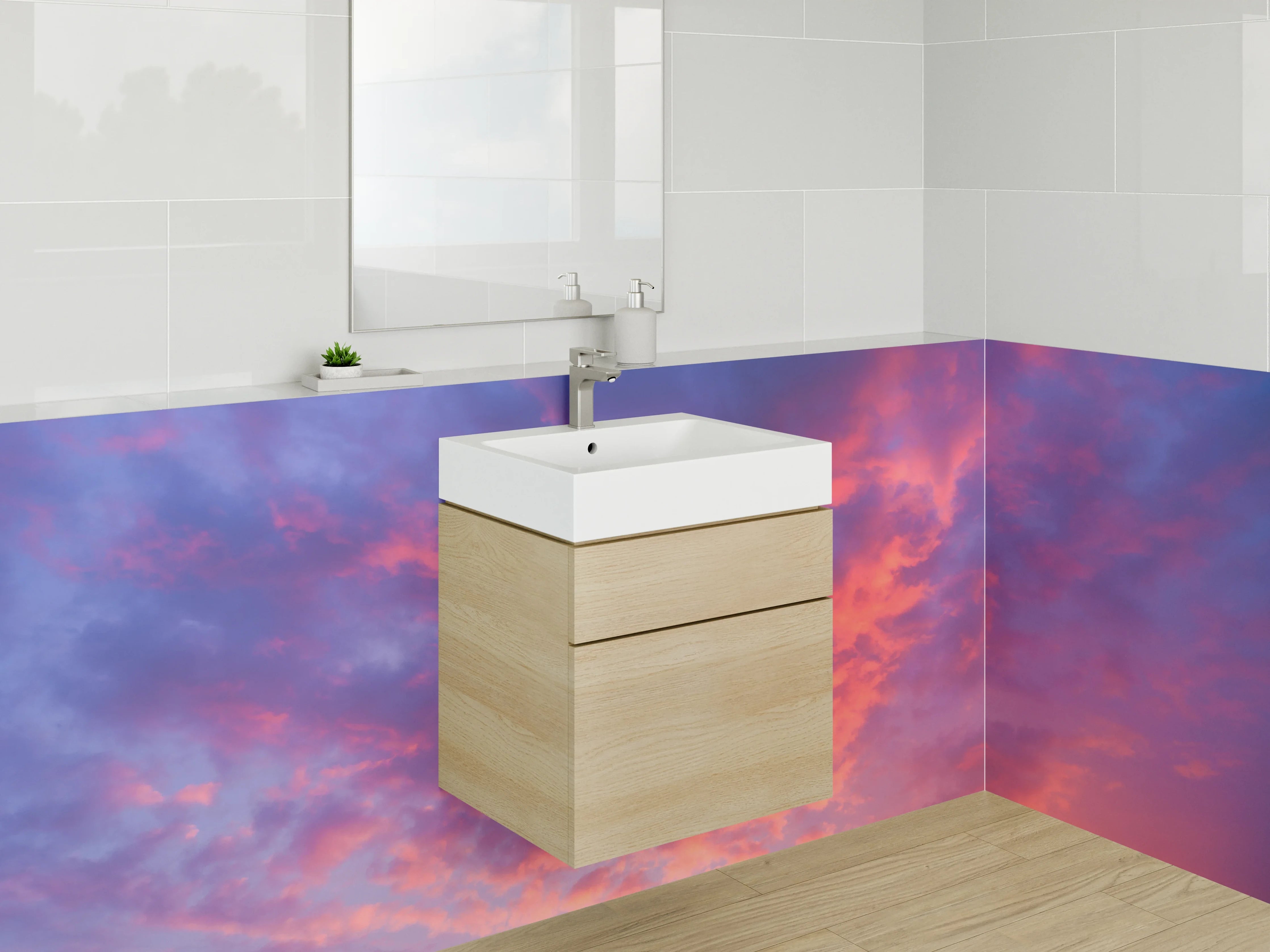 Waschbecken-Rückwand - Atemberaubender Sonnenuntergangshimmel für Dein Bad