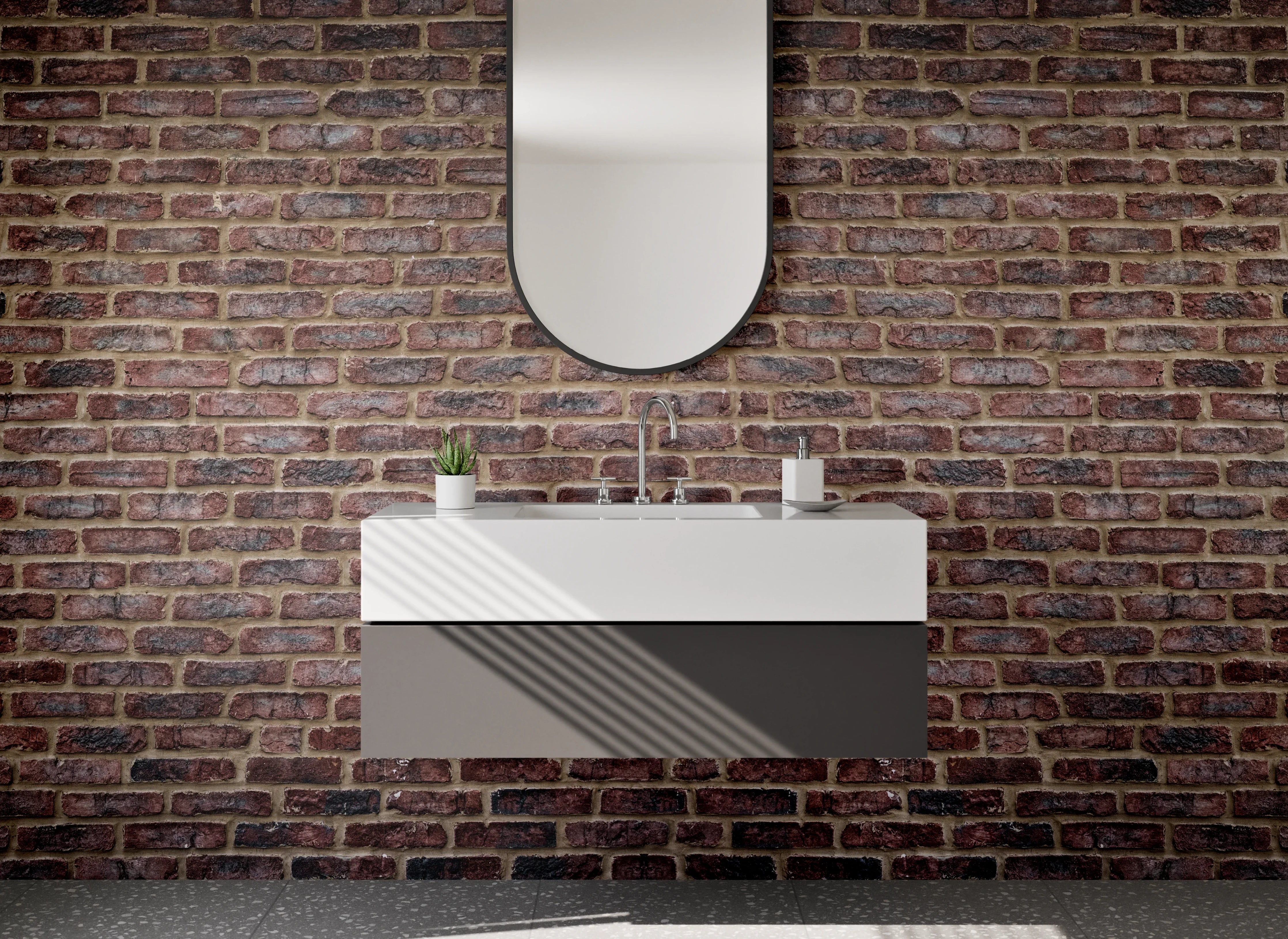 Waschbecken-Rückwand - Backstein Retro Wand