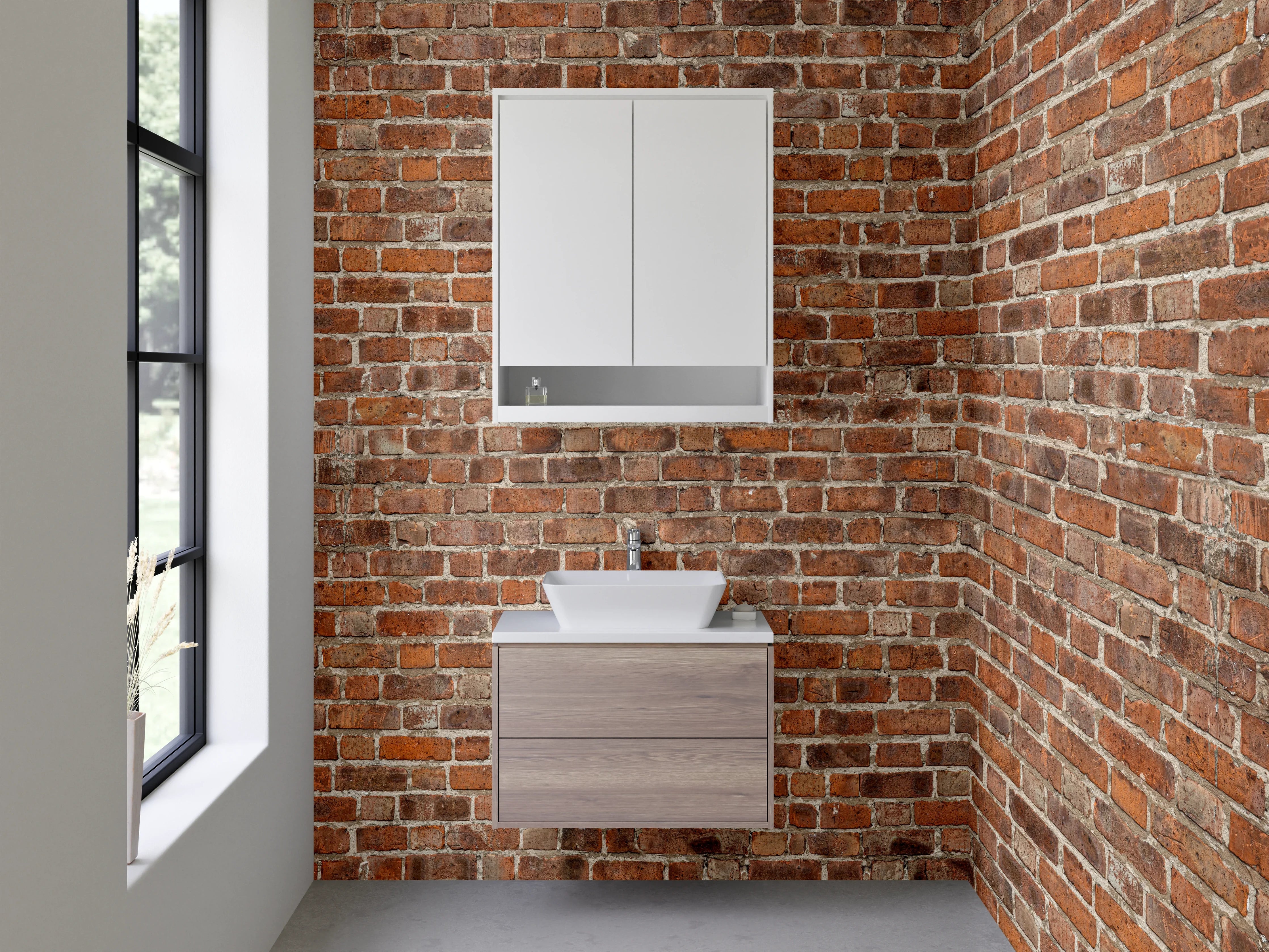 Waschbecken-Rückwand - Backsteinmauer Optik Küchenrückwand