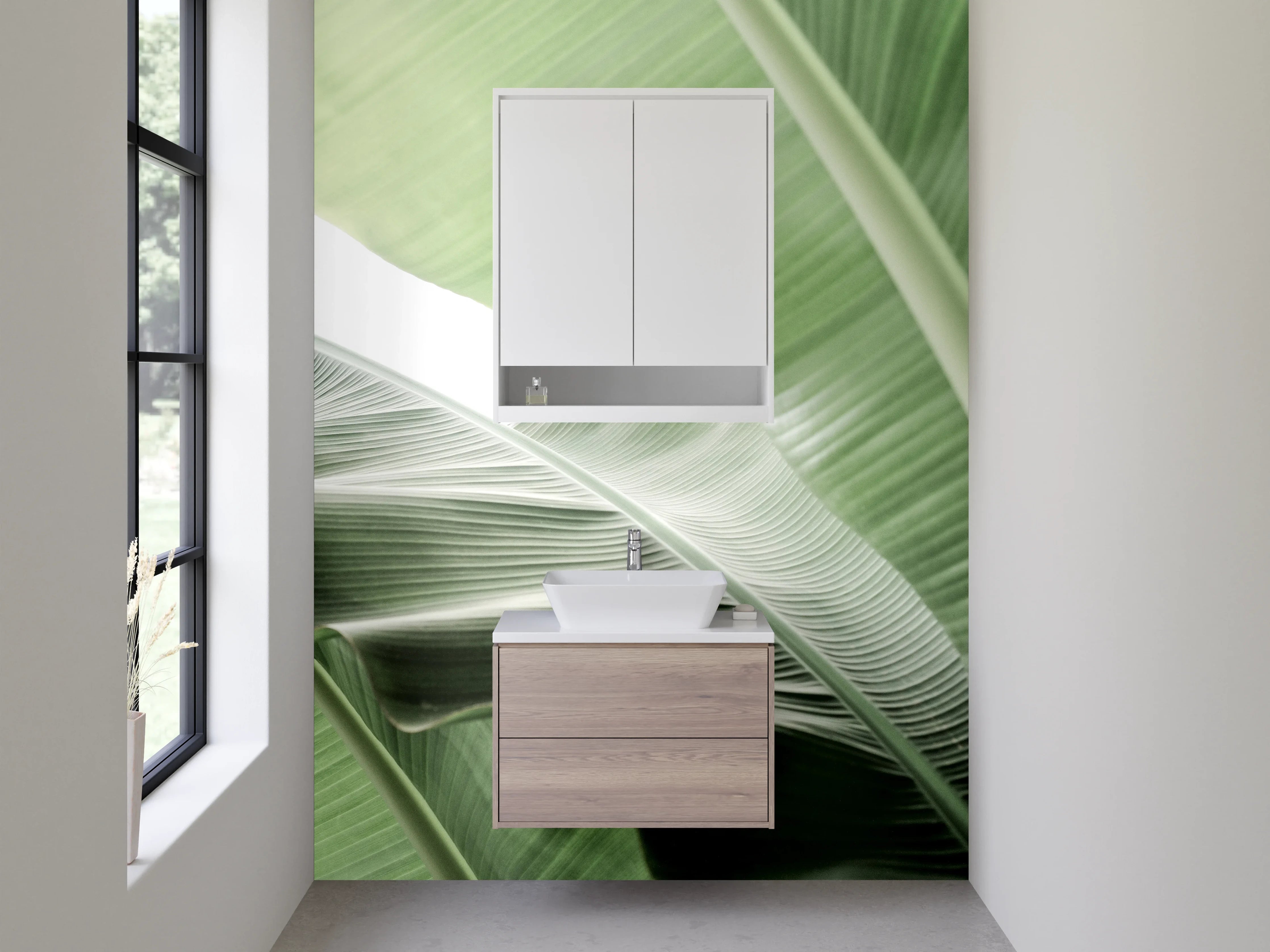 Waschbecken-Rückwand - Banane Blatt Grün Natur Dschungel