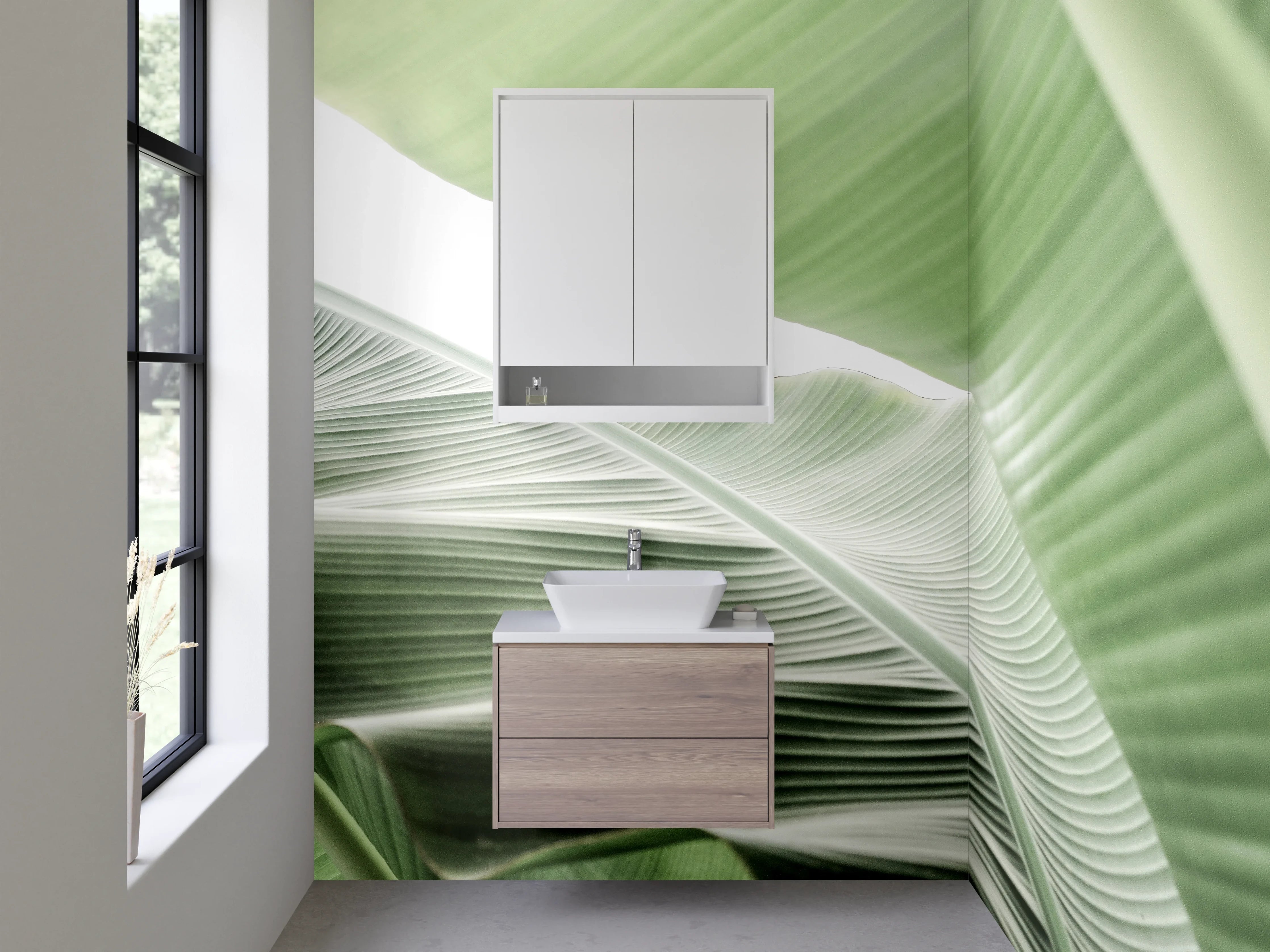 Waschbecken-Rückwand - Banane Blatt Grün Natur Dschungel