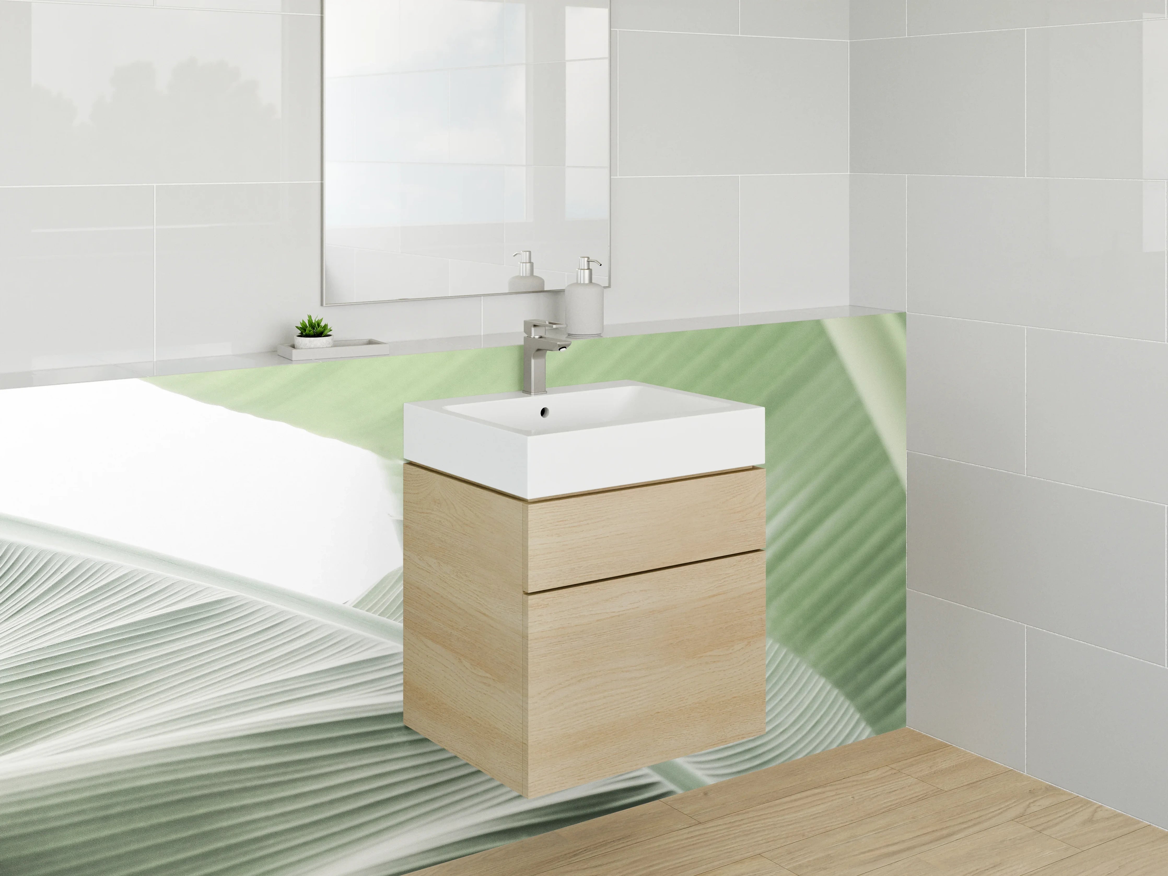 Waschbecken-Rückwand - Banane Blatt Grün Natur Dschungel