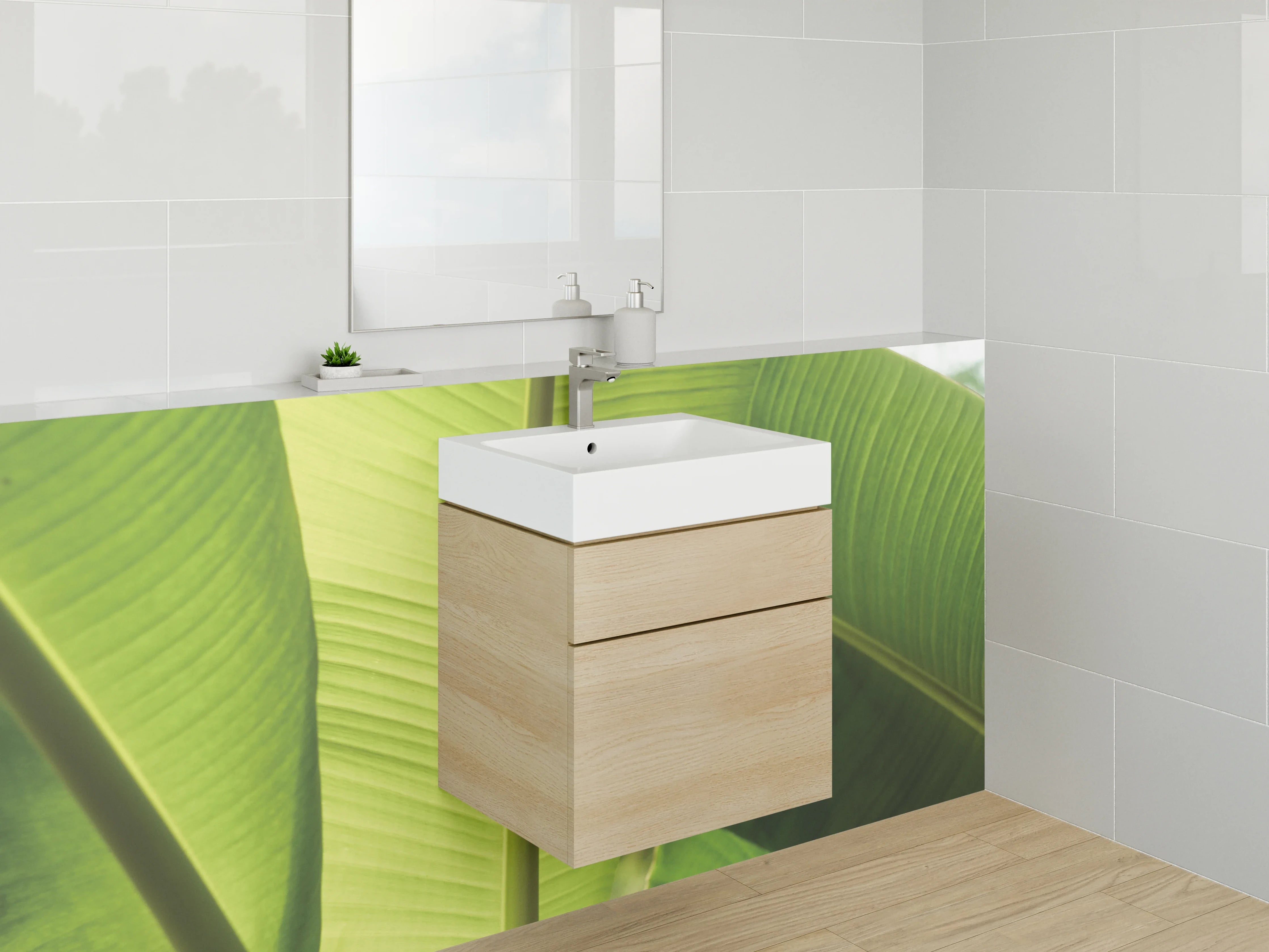 Waschbecken-Rückwand - Banane Blatt Tropisch Grün Frisch