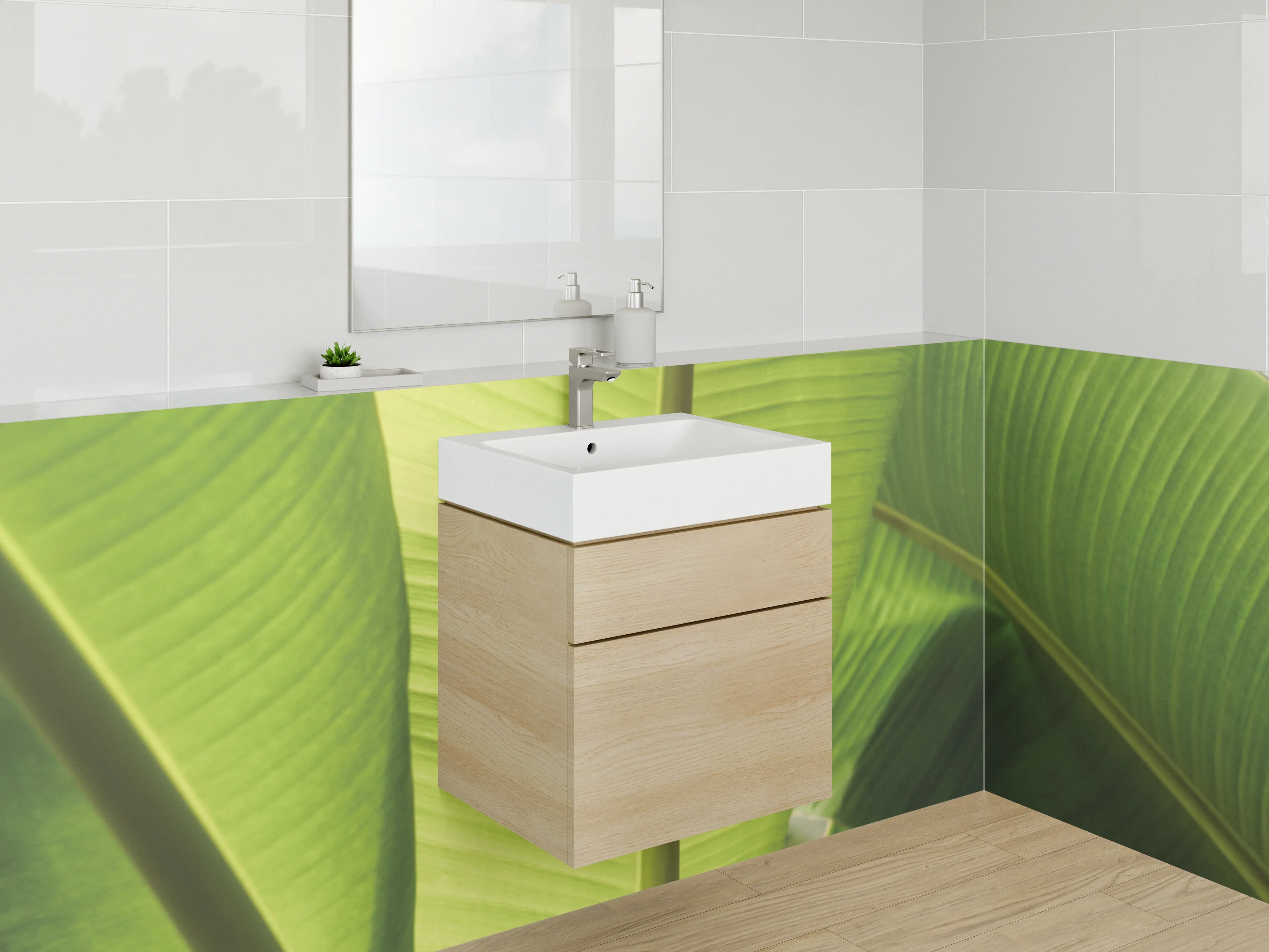 Waschbecken-Rückwand - Banane Blatt Tropisch Grün Frisch