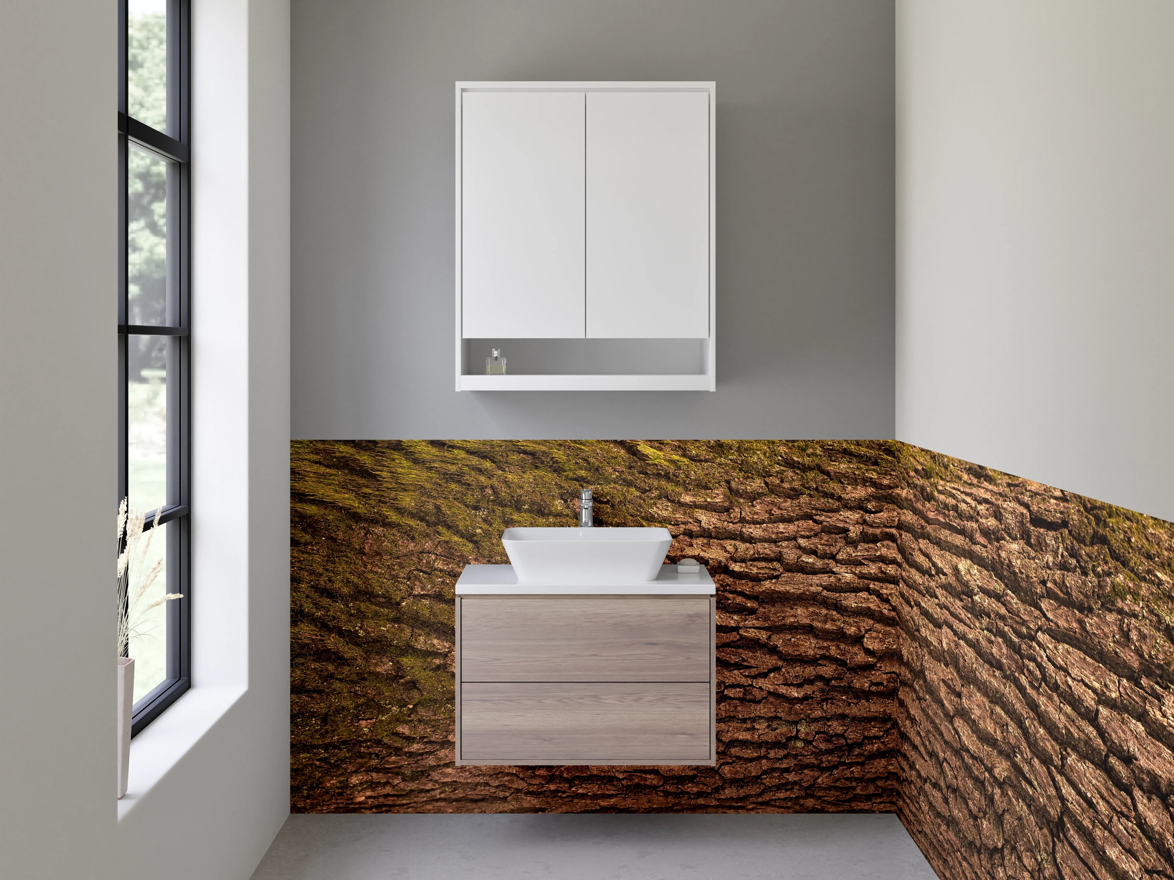 Waschbecken-Rückwand - Baumrinde Natur Braun Struktur