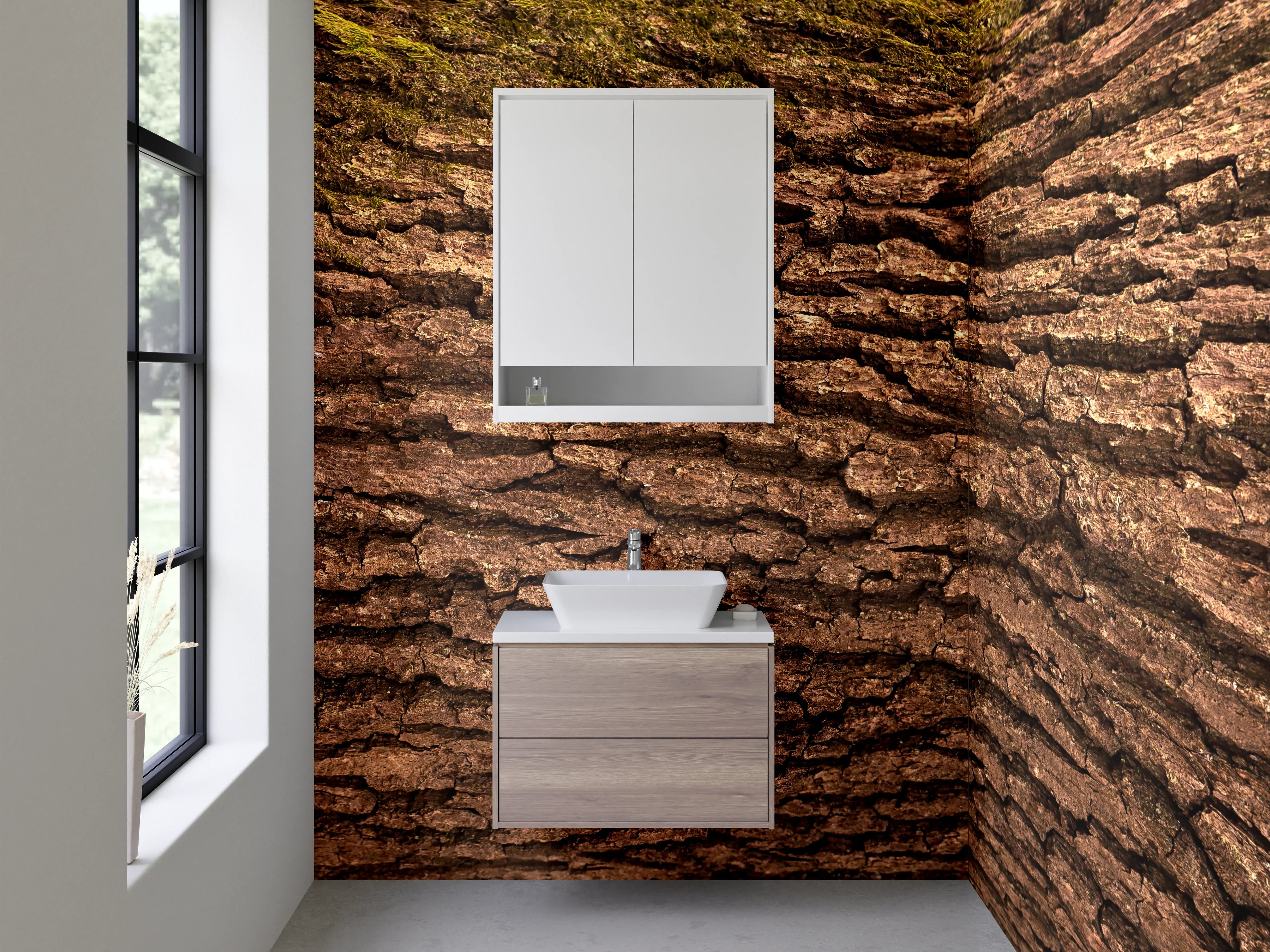 Waschbecken-Rückwand - Baumrinde Natur Braun Struktur