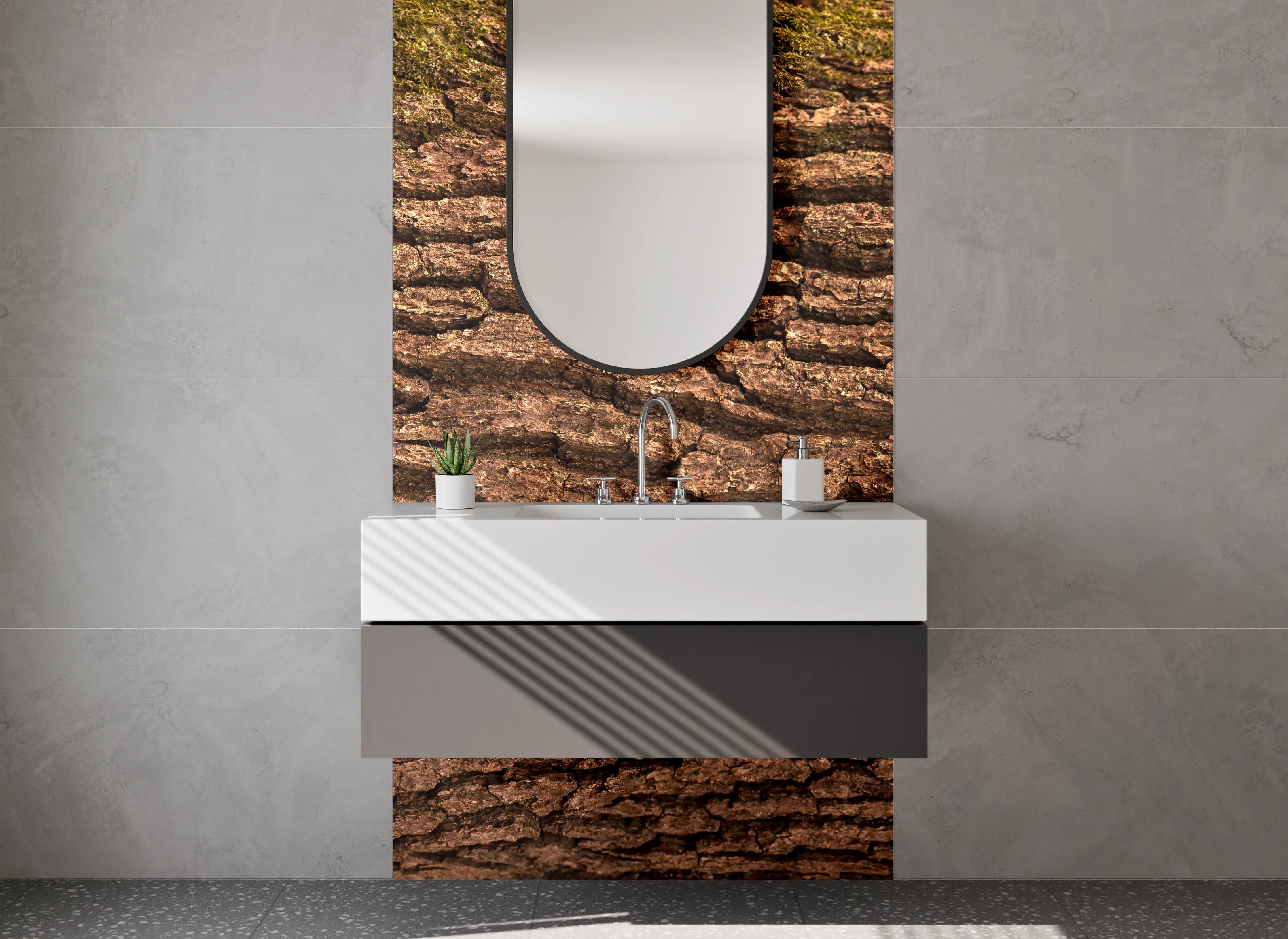 Waschbecken-Rückwand - Baumrinde Natur Braun Struktur