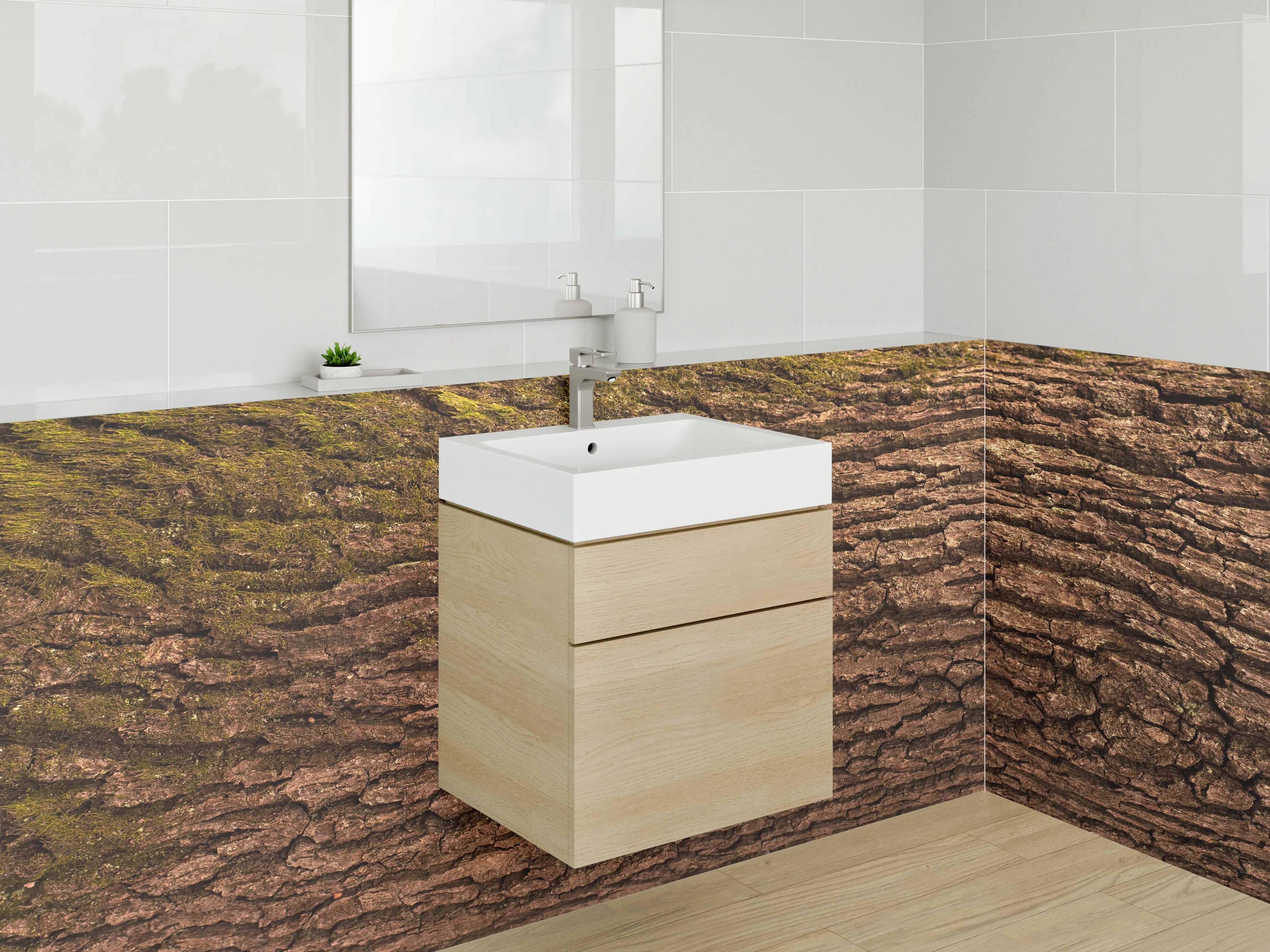 Waschbecken-Rückwand - Baumrinde Natur Braun Struktur