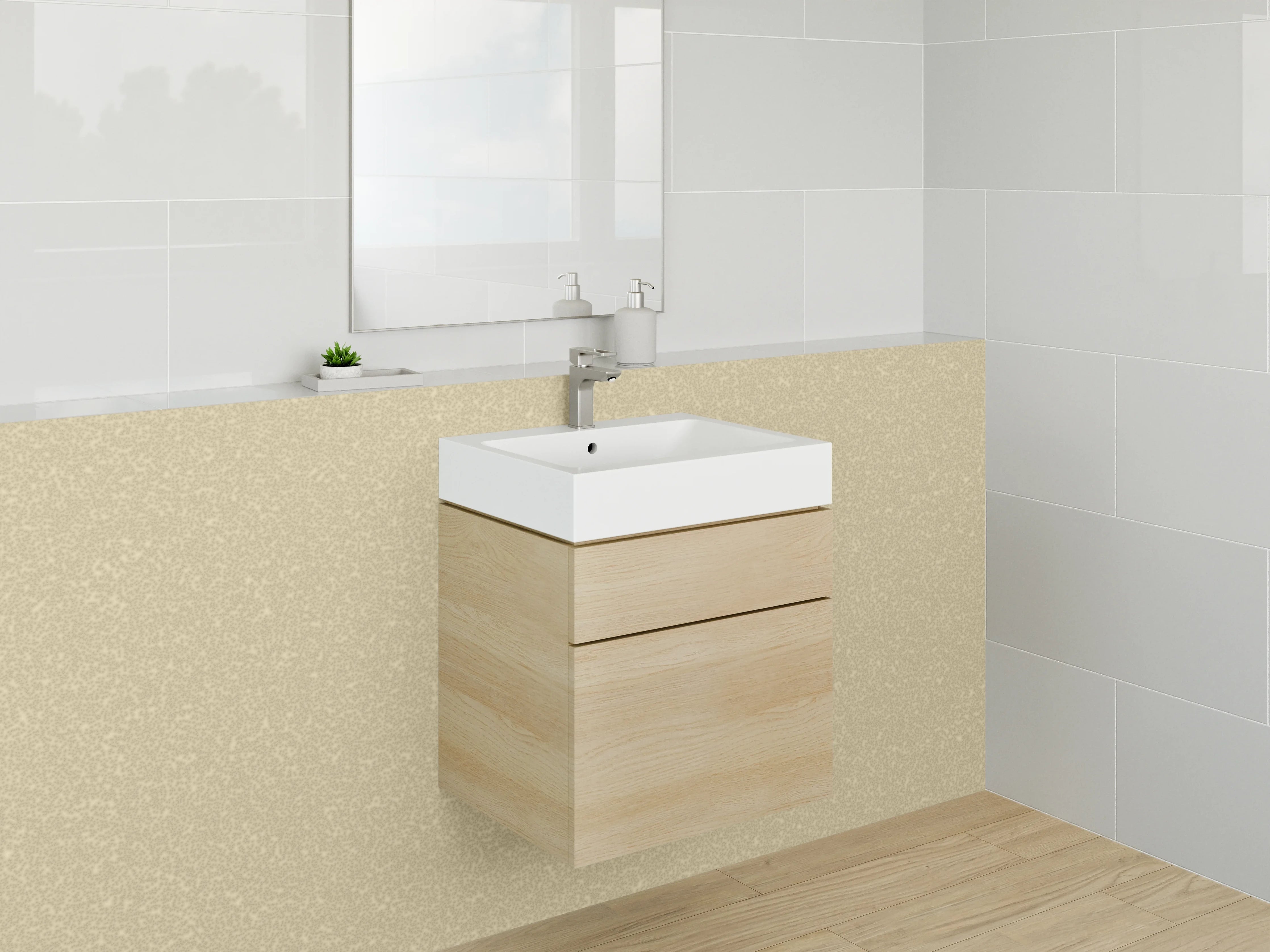 Waschbecken-Rückwand - Beige-Glitzer-Textur mit Schimmer-Effekt