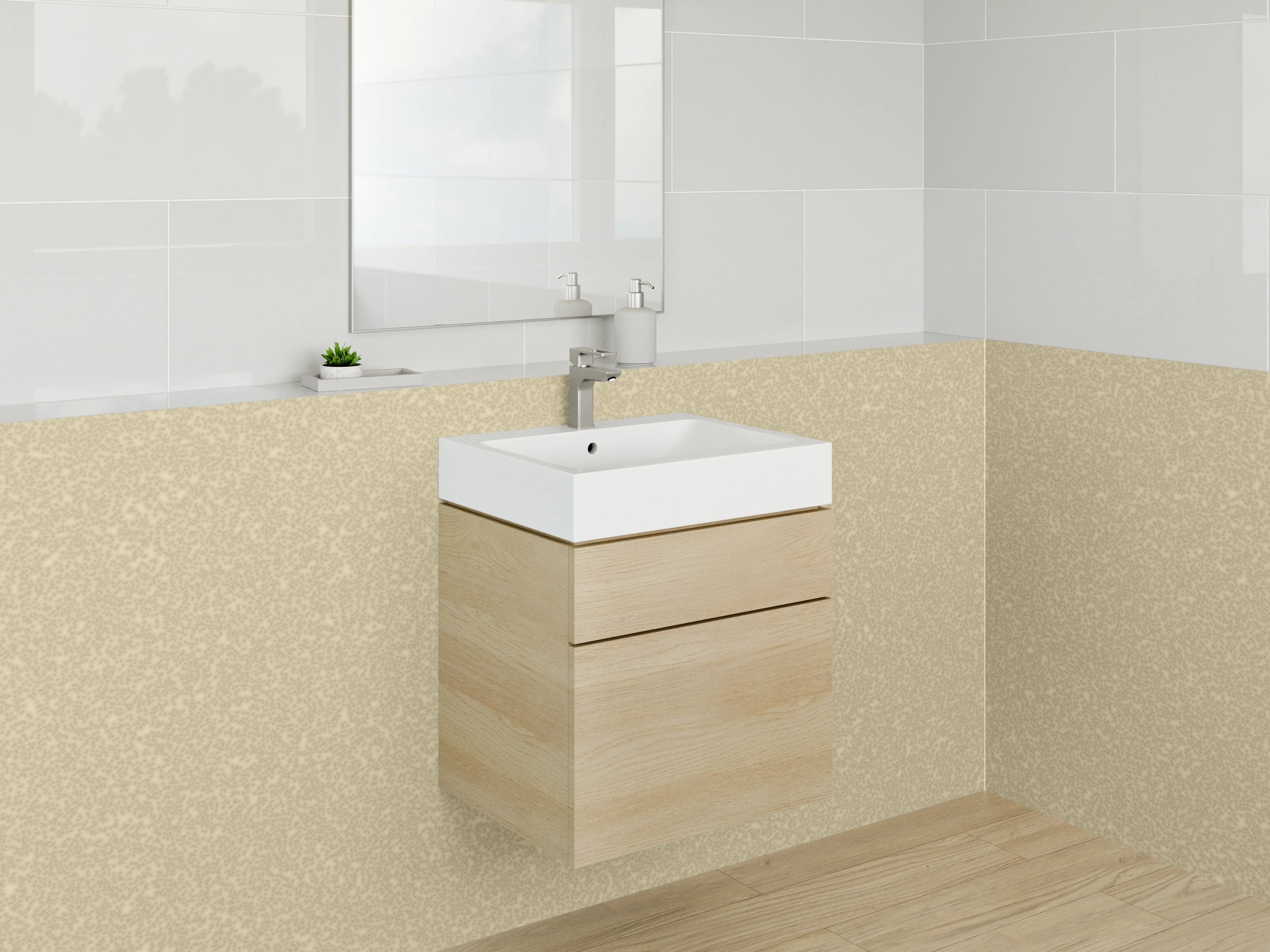 Waschbecken-Rückwand - Beige-Glitzer-Textur mit Schimmer-Effekt