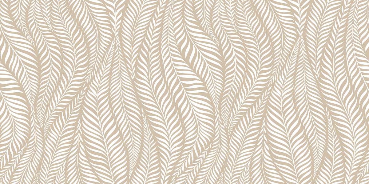 Waschbecken-Rückwand-Beige-Graue Blätterharmonie auf Weiß