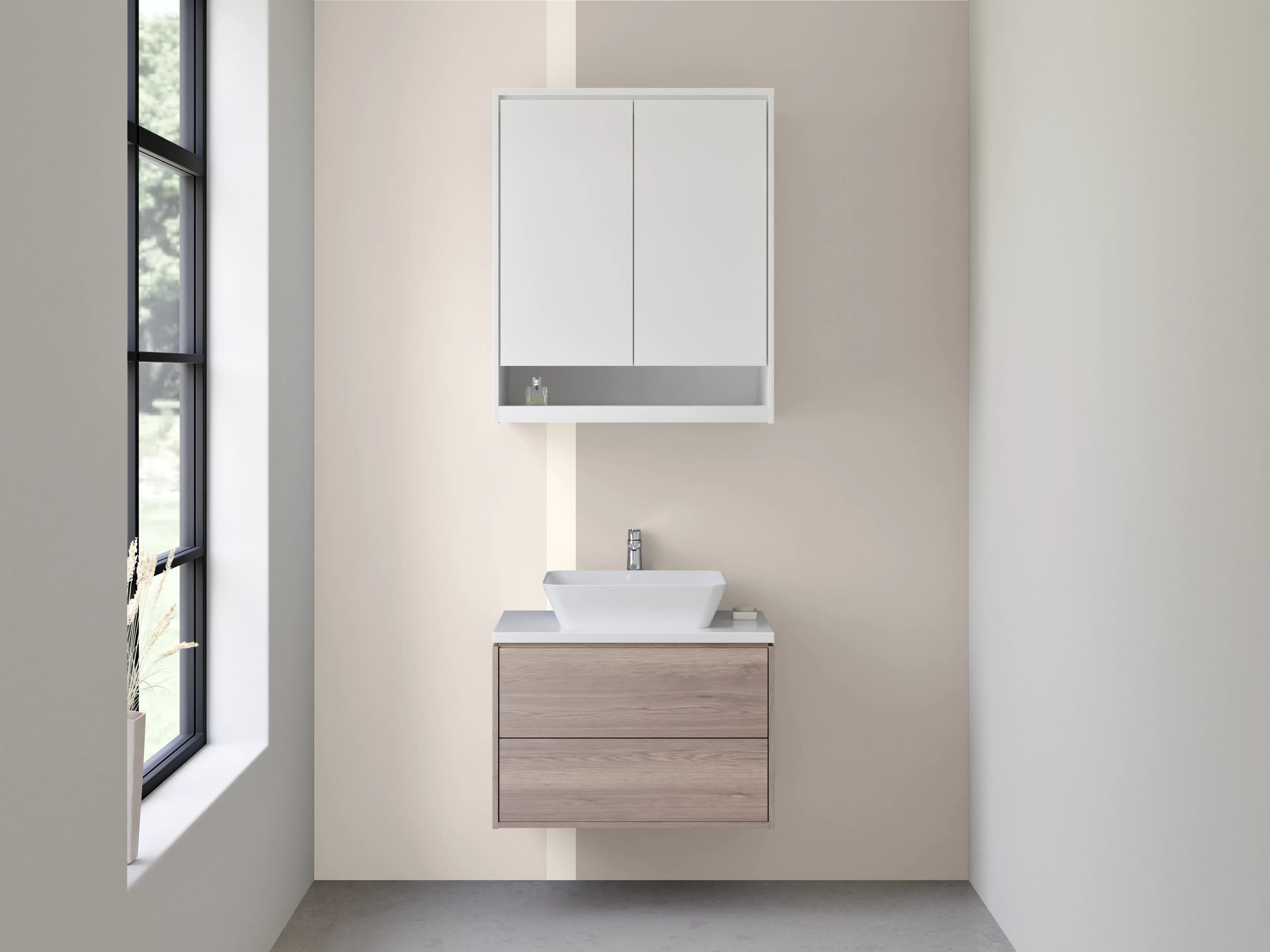 Waschbecken-Rückwand - Beige Graue Farbpalette