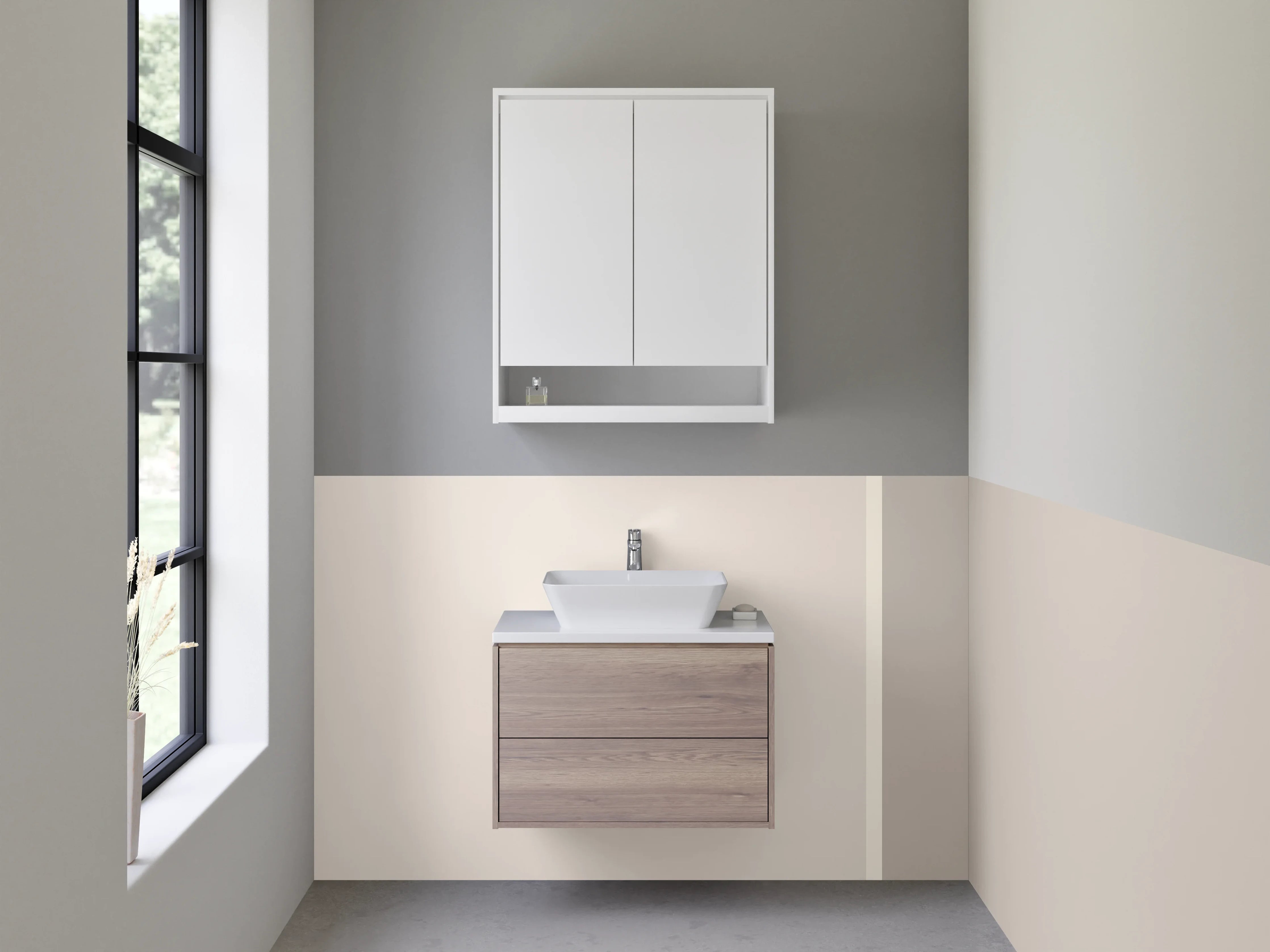 Waschbecken-Rückwand - Beige Graue Farbpalette