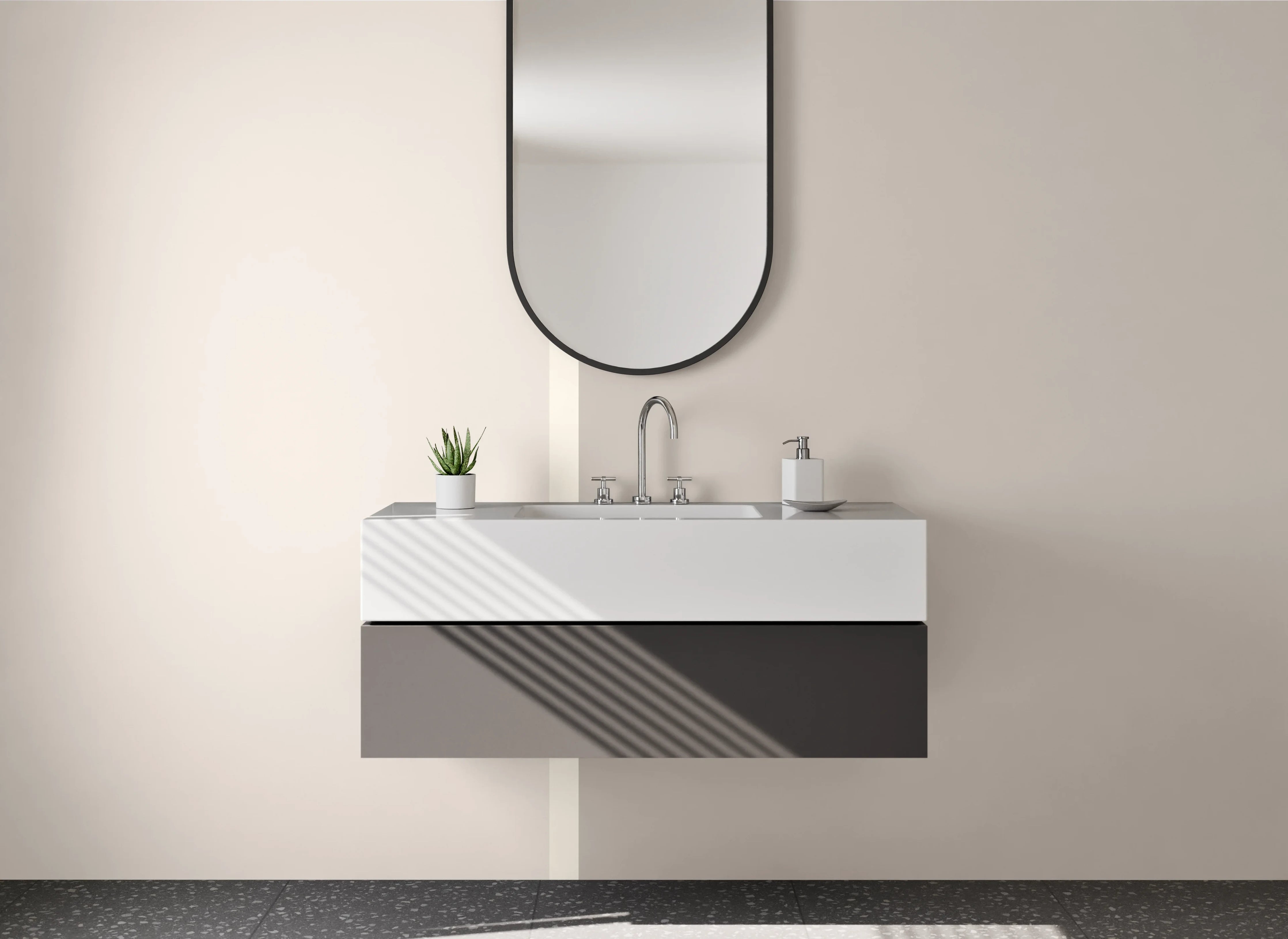 Waschbecken-Rückwand - Beige Graue Farbpalette