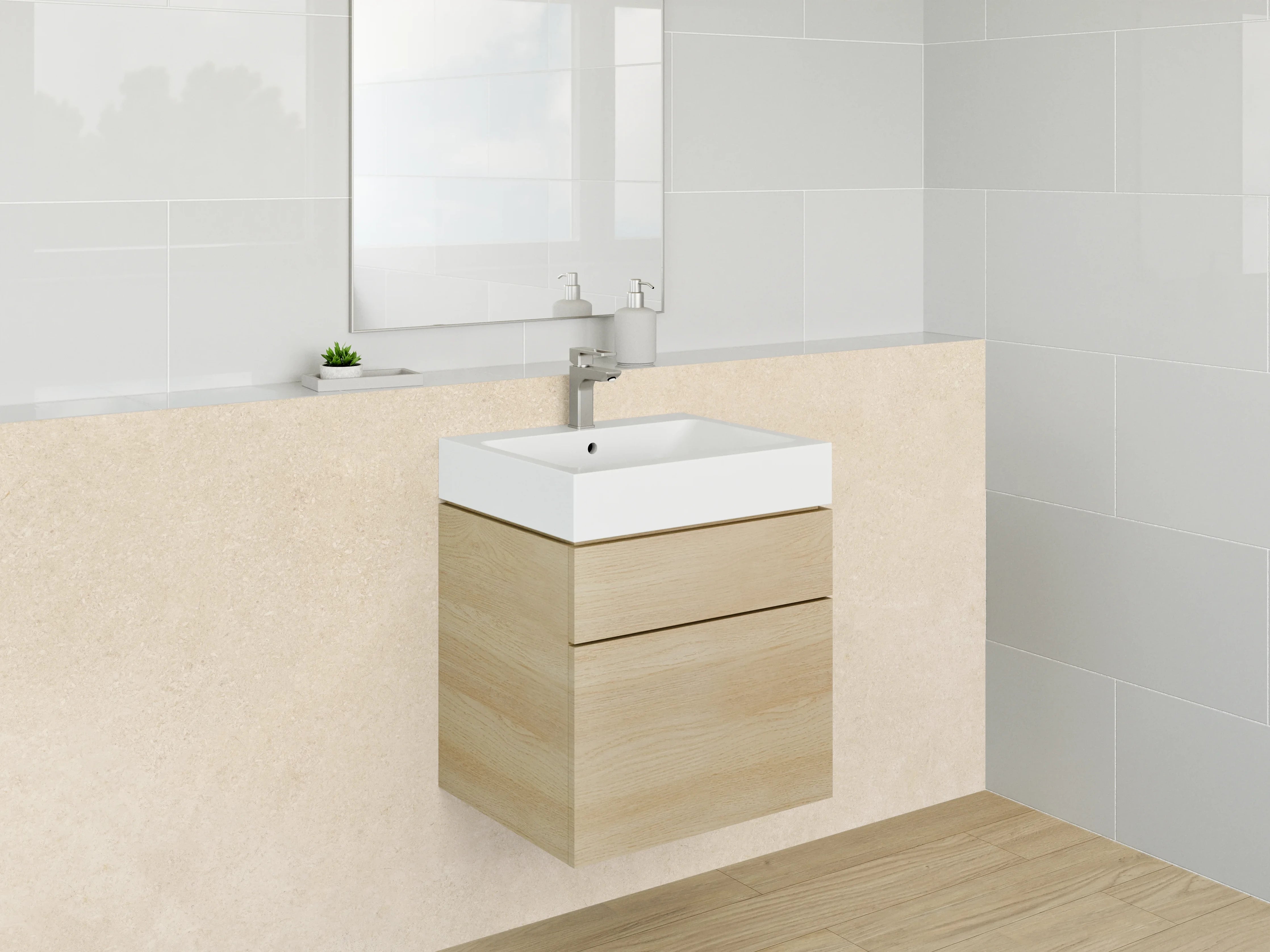 Waschbecken-Rückwand - Beige Kalkstein-Optik für Bad & Küche