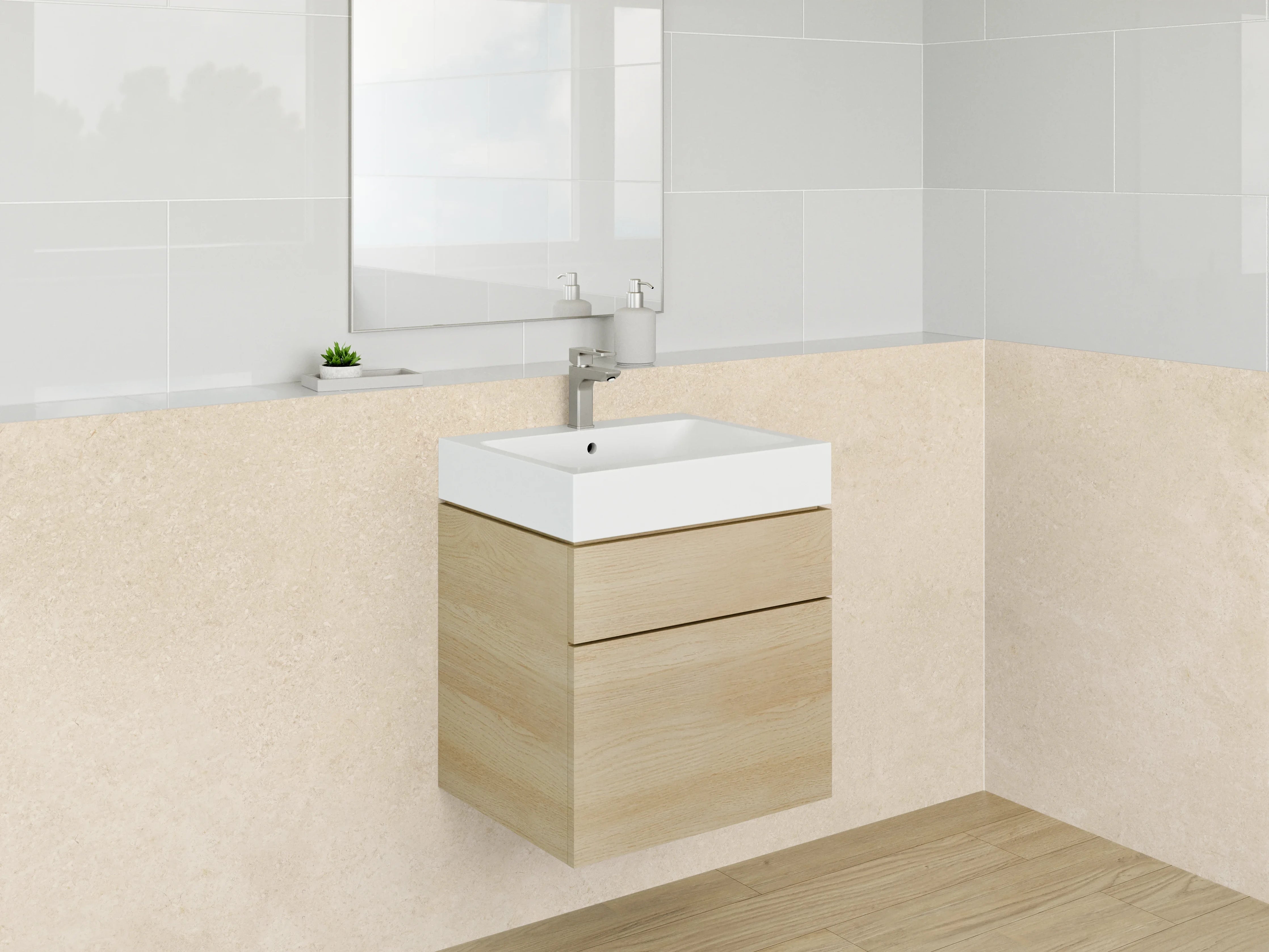 Waschbecken-Rückwand - Beige Kalkstein-Optik für Bad & Küche