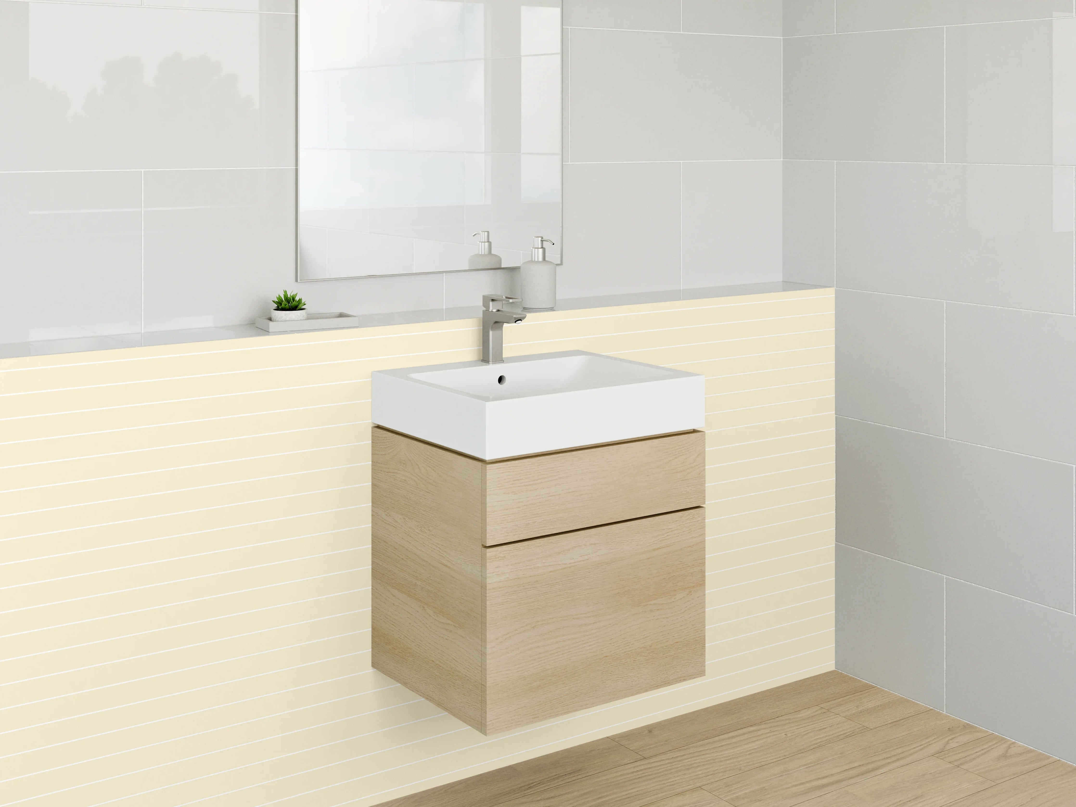 Waschbecken-Rückwand - Beige Linienmuster für Rückwände