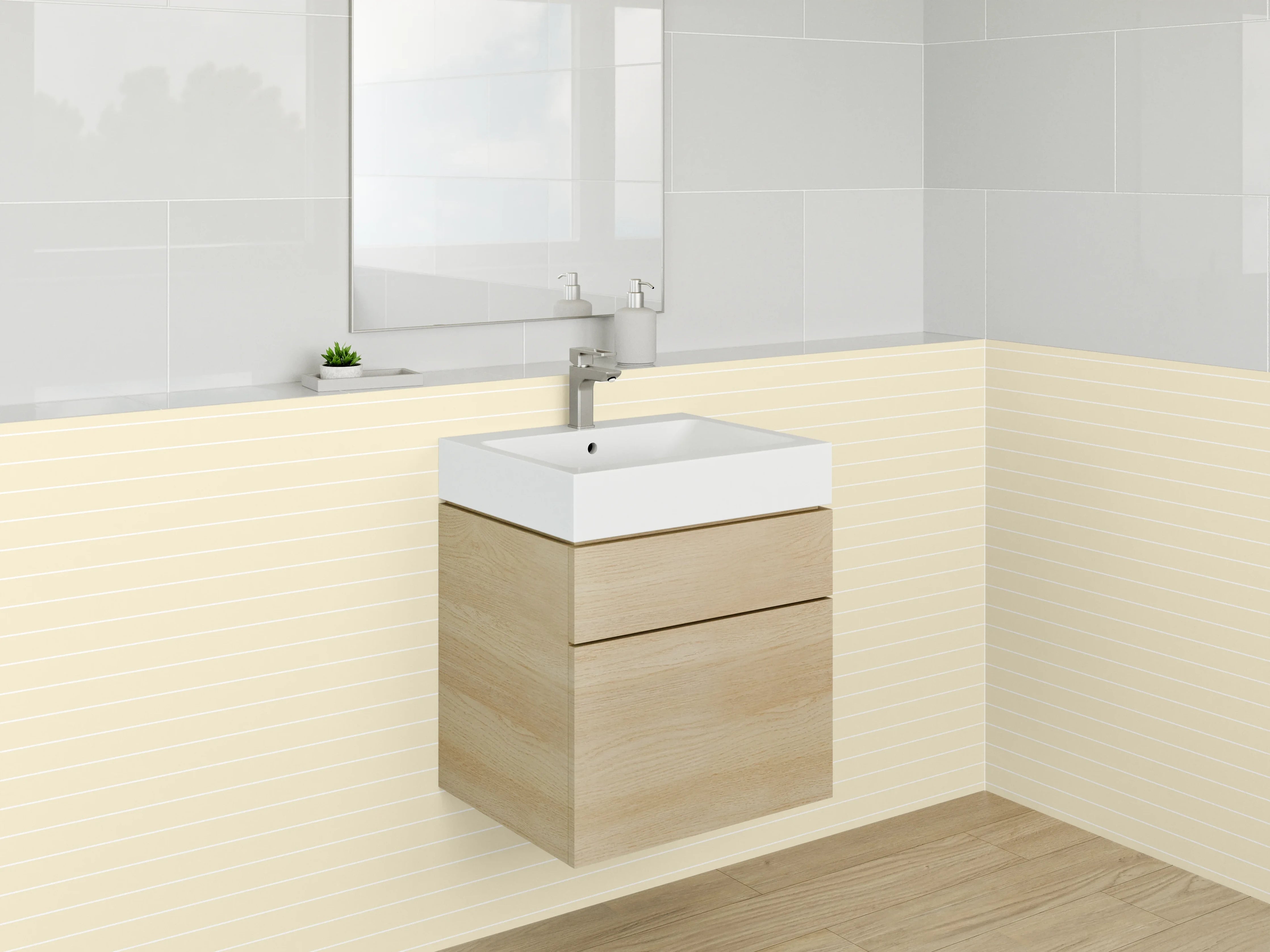 Waschbecken-Rückwand - Beige Linienmuster für Rückwände