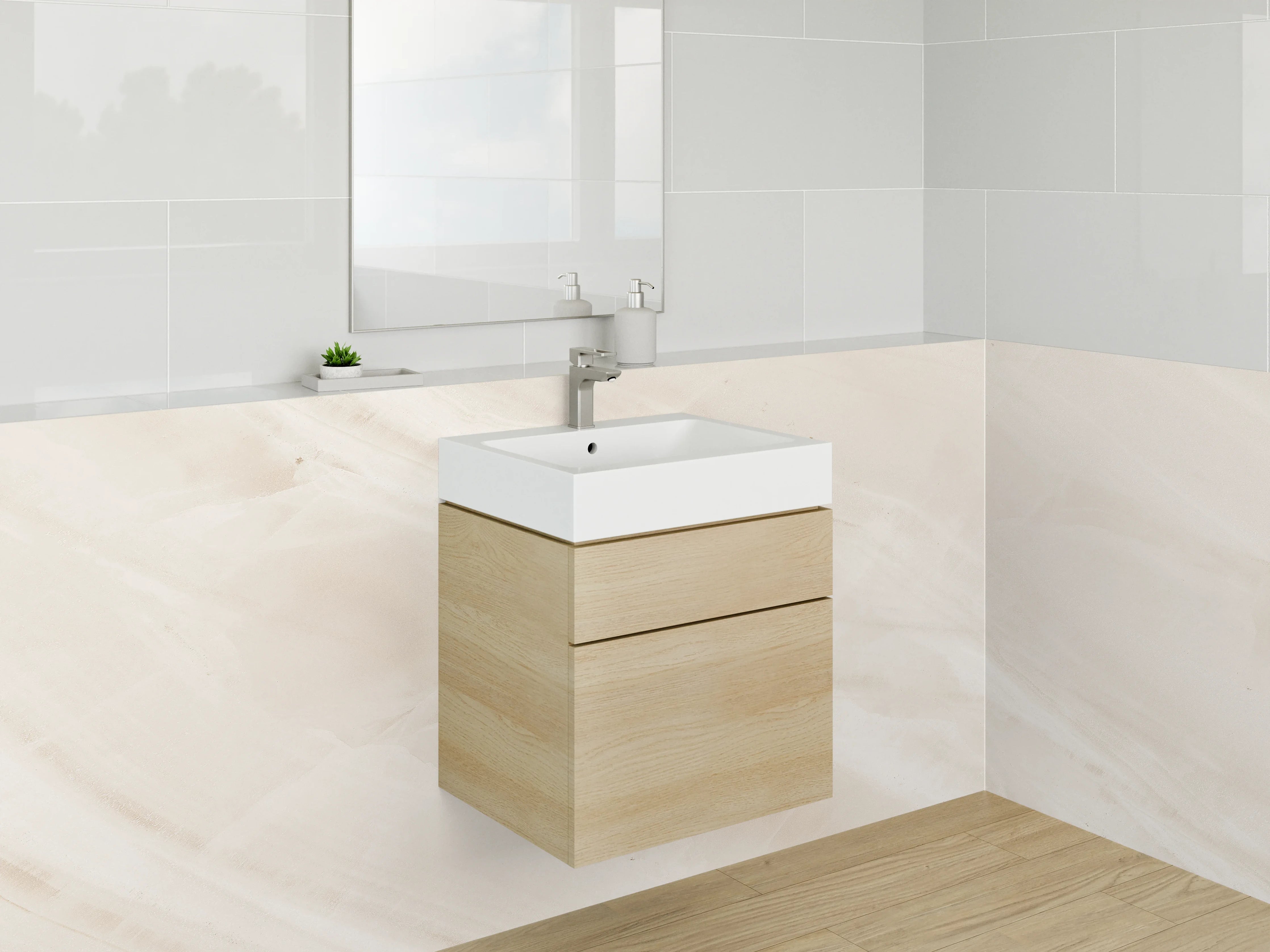 Waschbecken-Rückwand - Beige Marmoroberfläche mit feiner Struktur