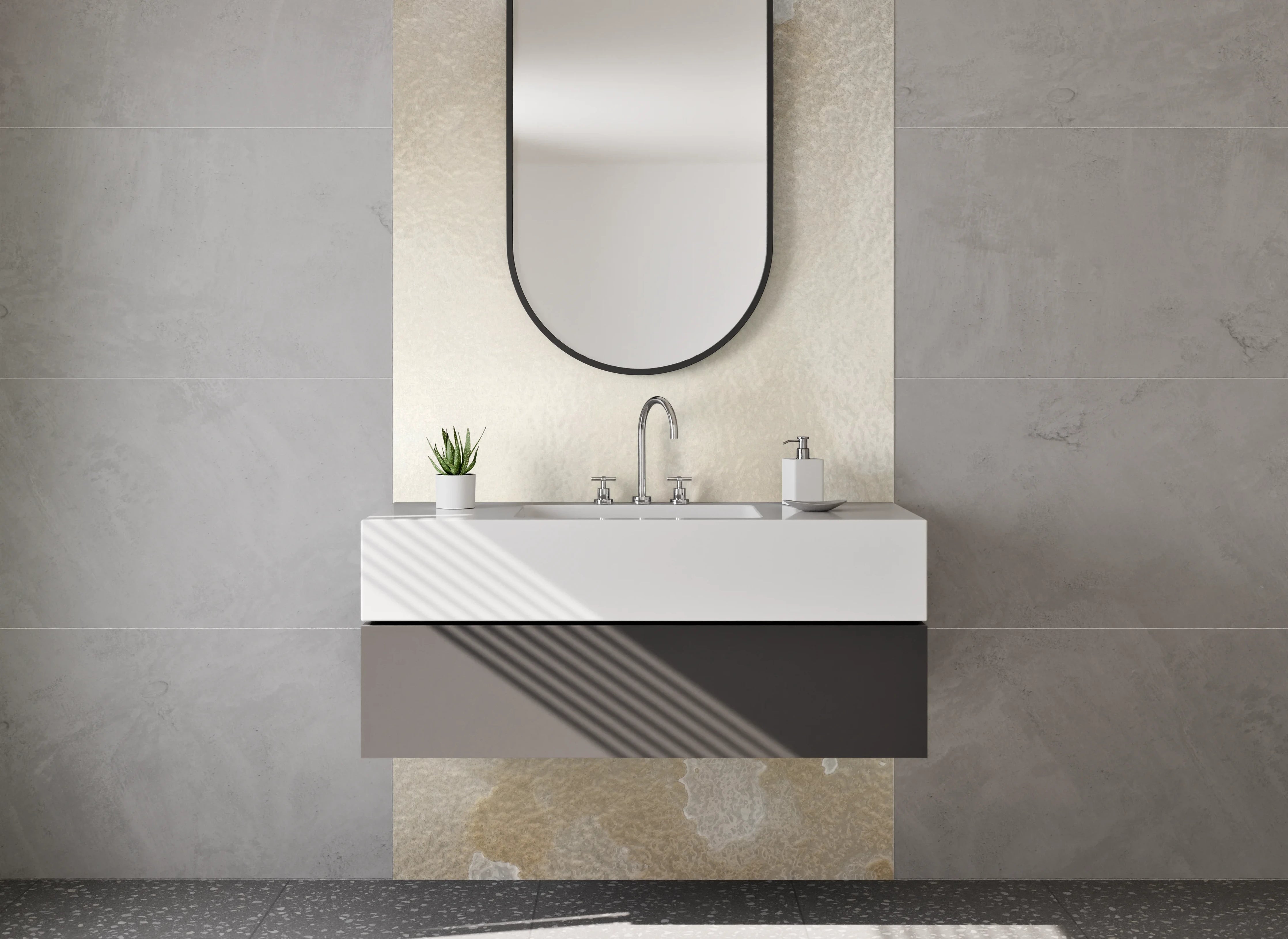 Waschbecken-Rückwand - Beige Marmoroptik für Bad & Küche