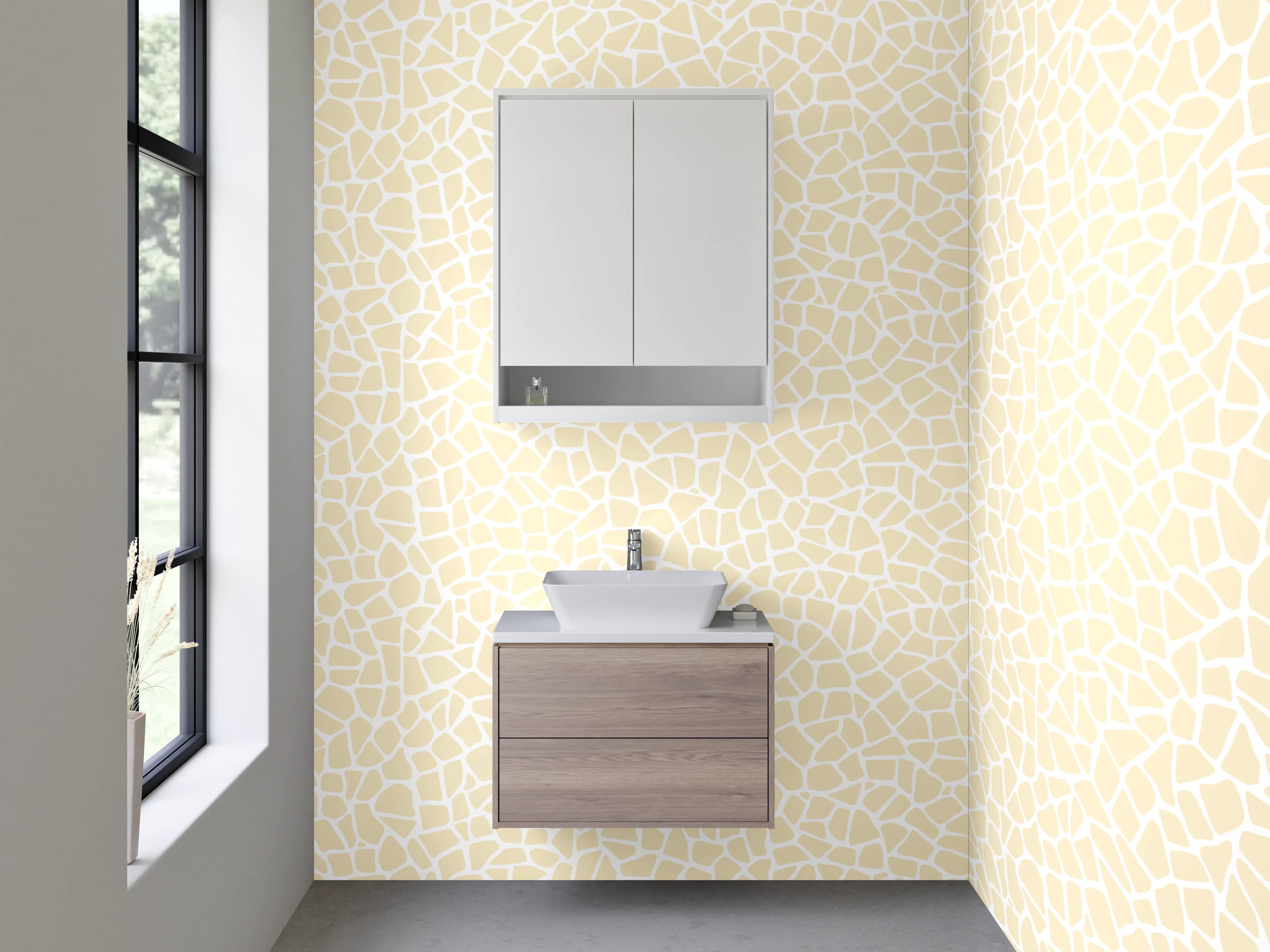 Waschbecken-Rückwand - Beige Mosaik Muster Steinoptik