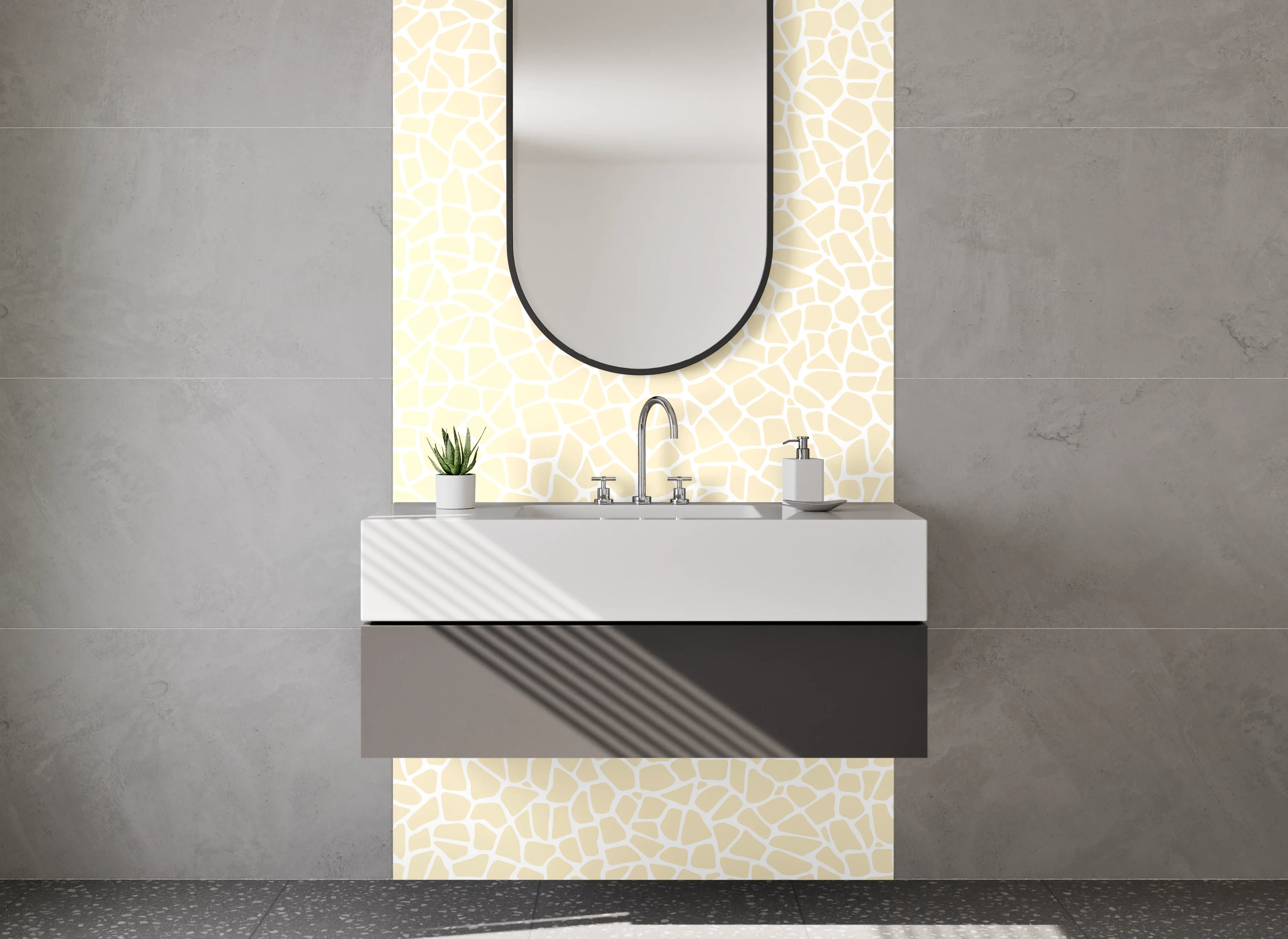 Waschbecken-Rückwand - Beige Mosaik Muster Steinoptik