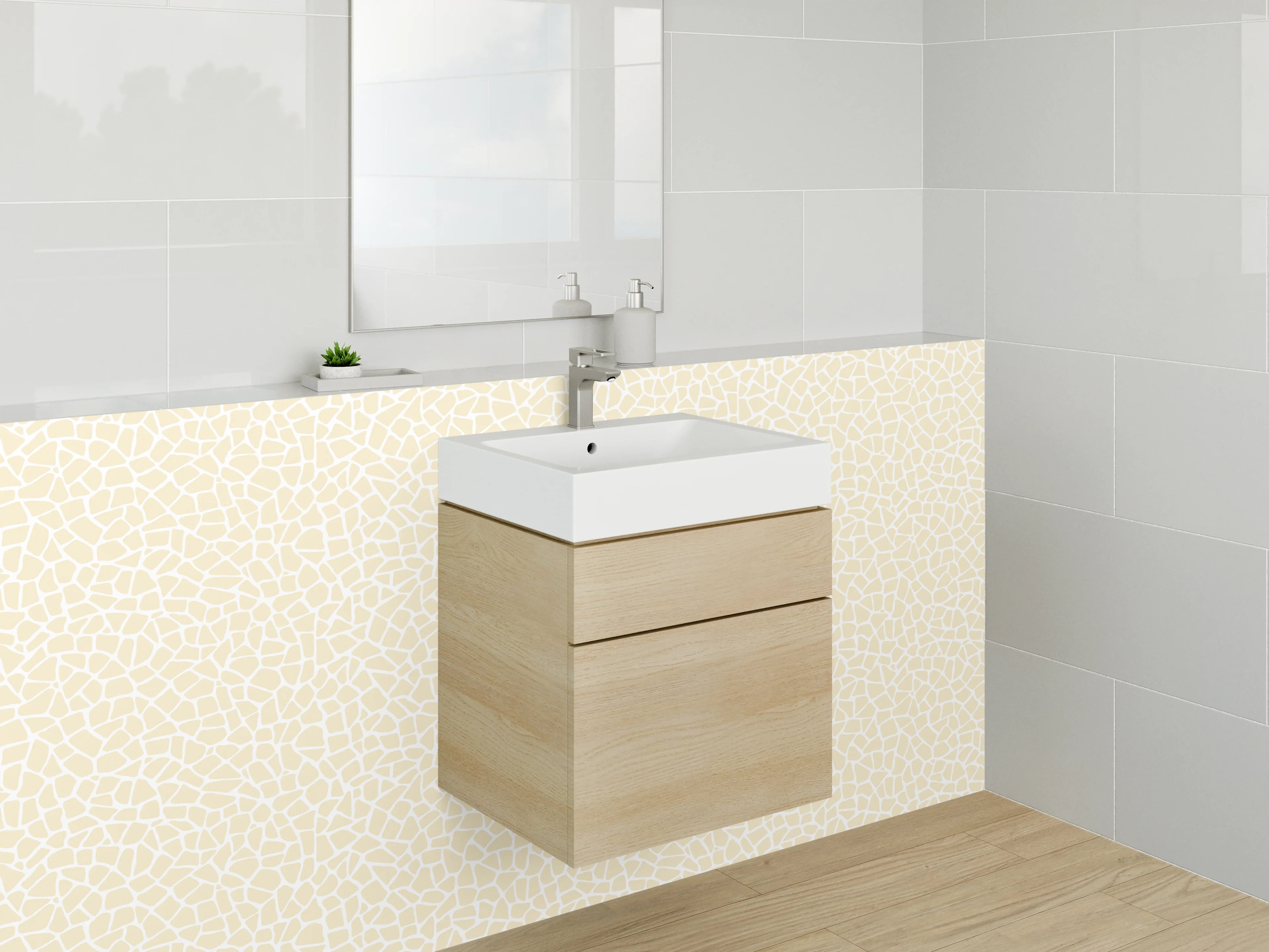 Waschbecken-Rückwand - Beige Mosaik Muster Steinoptik