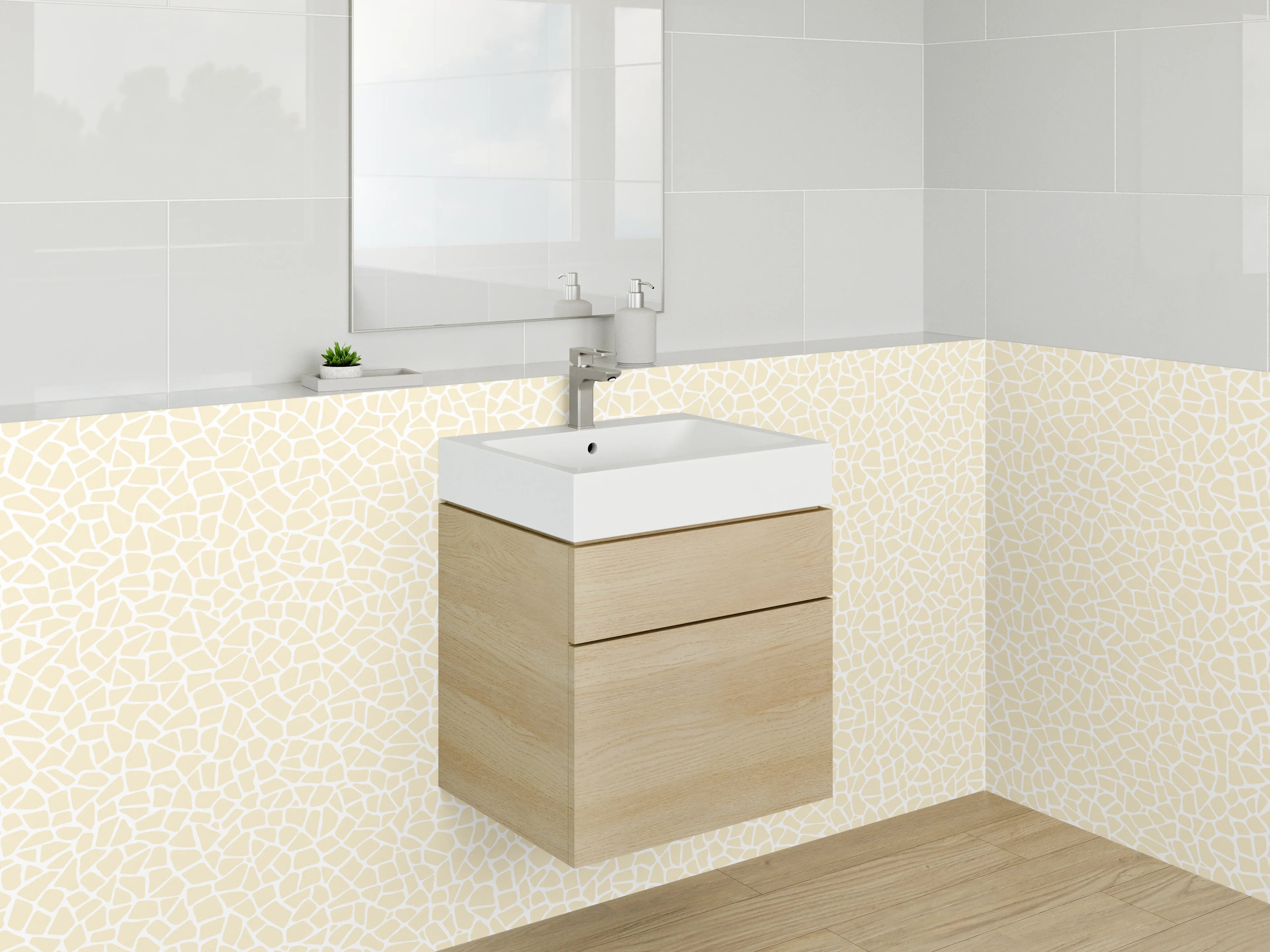 Waschbecken-Rückwand - Beige Mosaik Muster Steinoptik