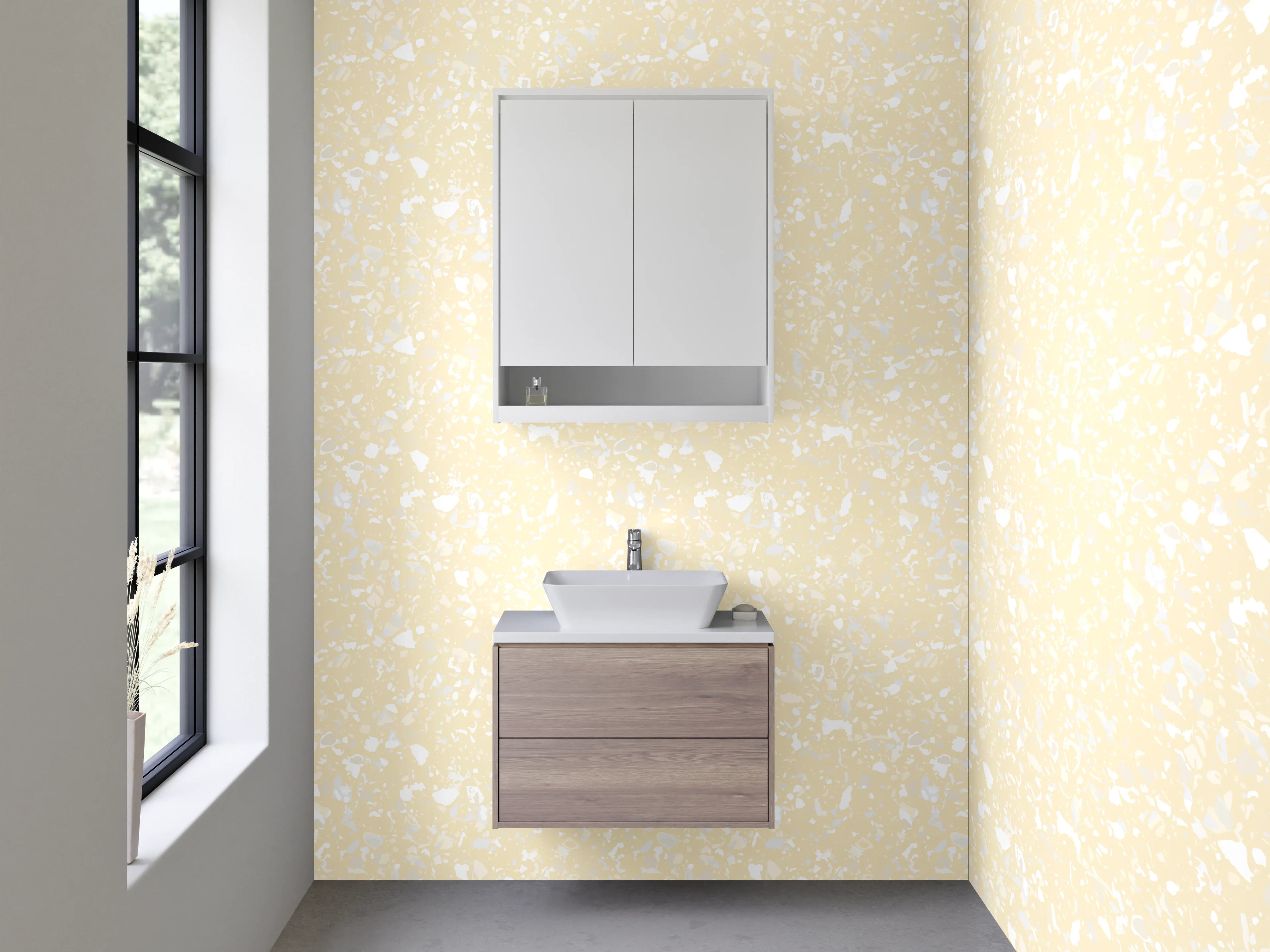 Waschbecken-Rückwand - Beige Muster Tapete modern