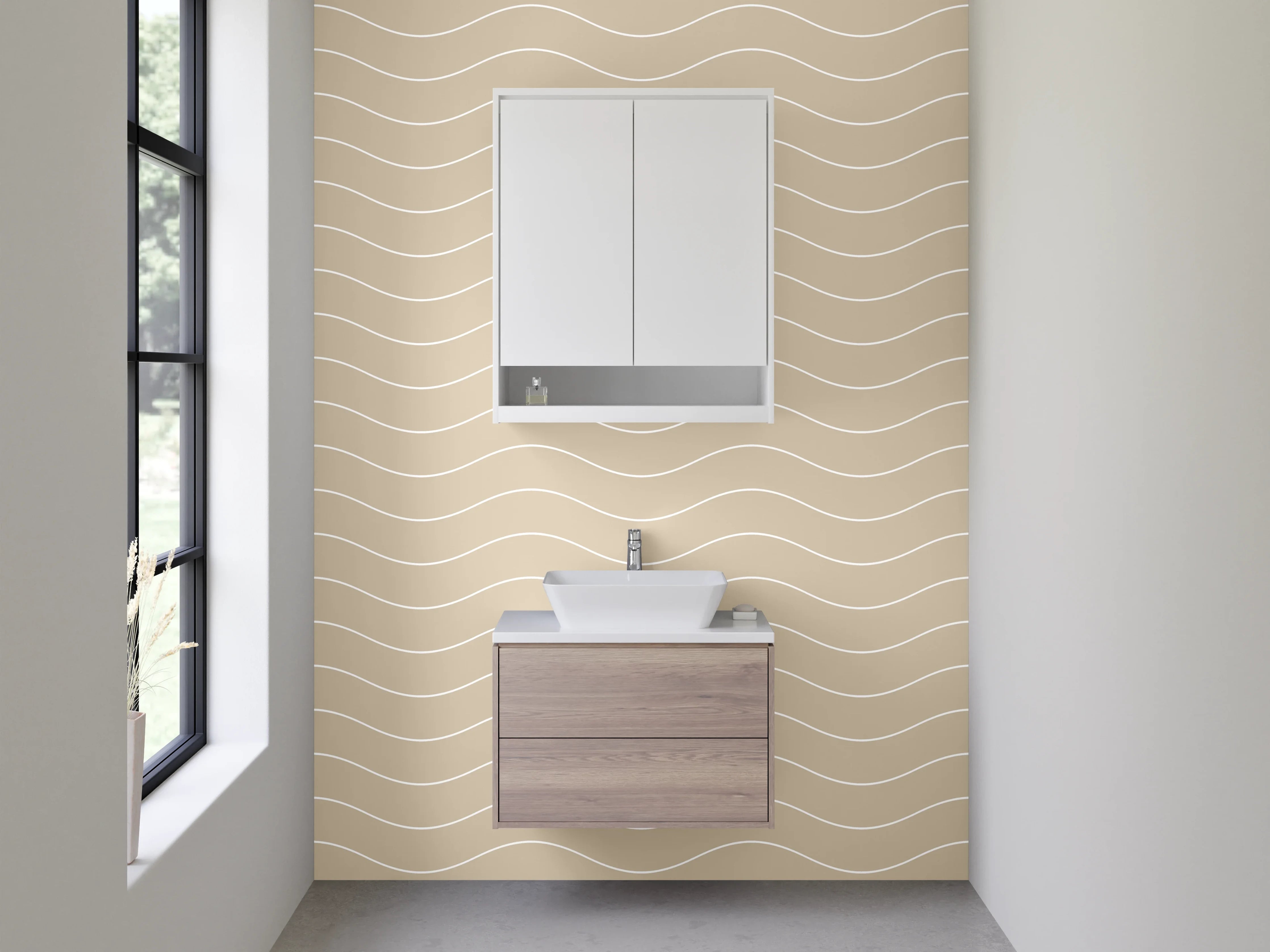 Waschbecken-Rückwand - Beige Sandwave Muster