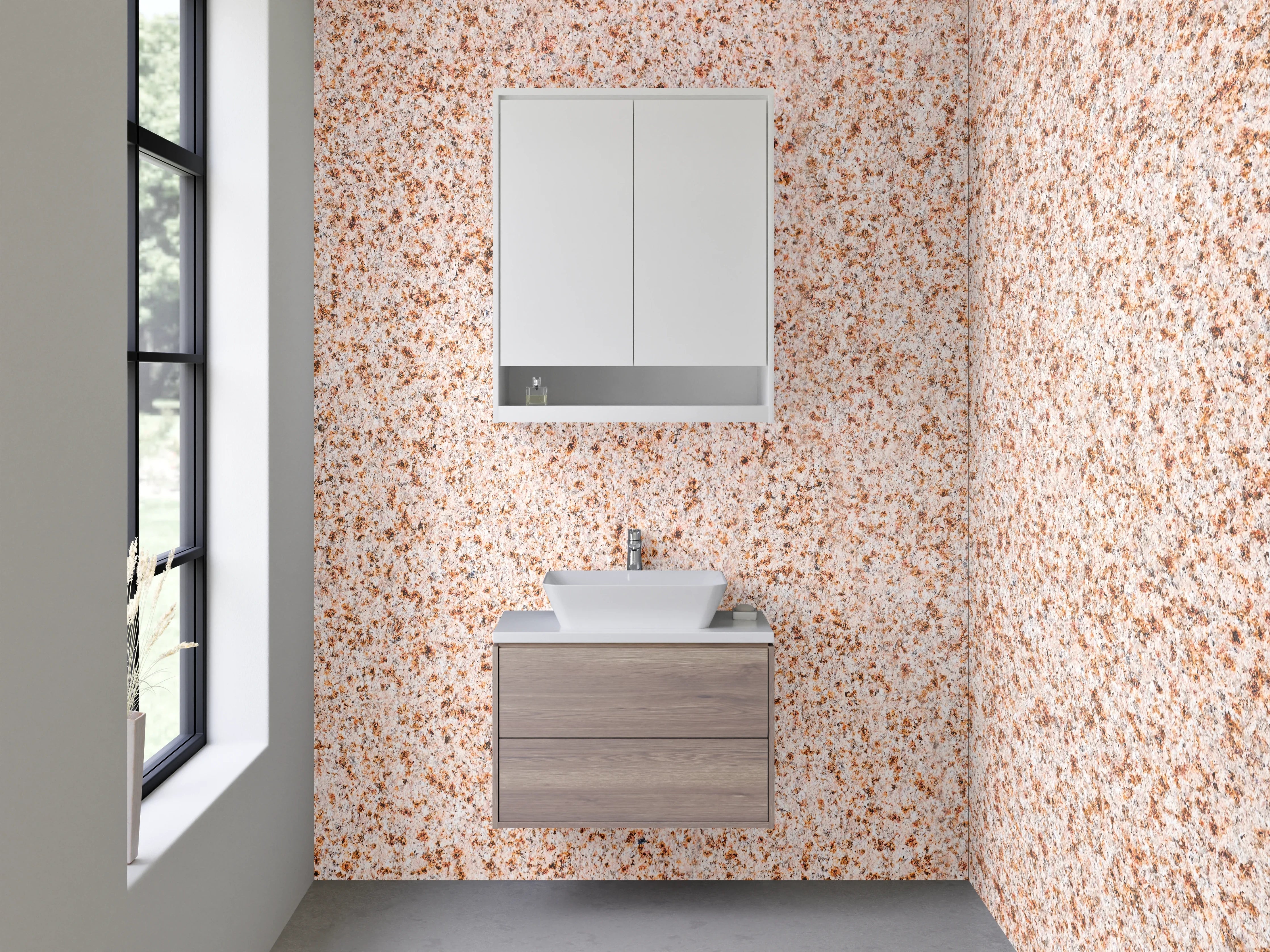 Waschbecken-Rückwand - Beige Sprenkel Marmoroptik