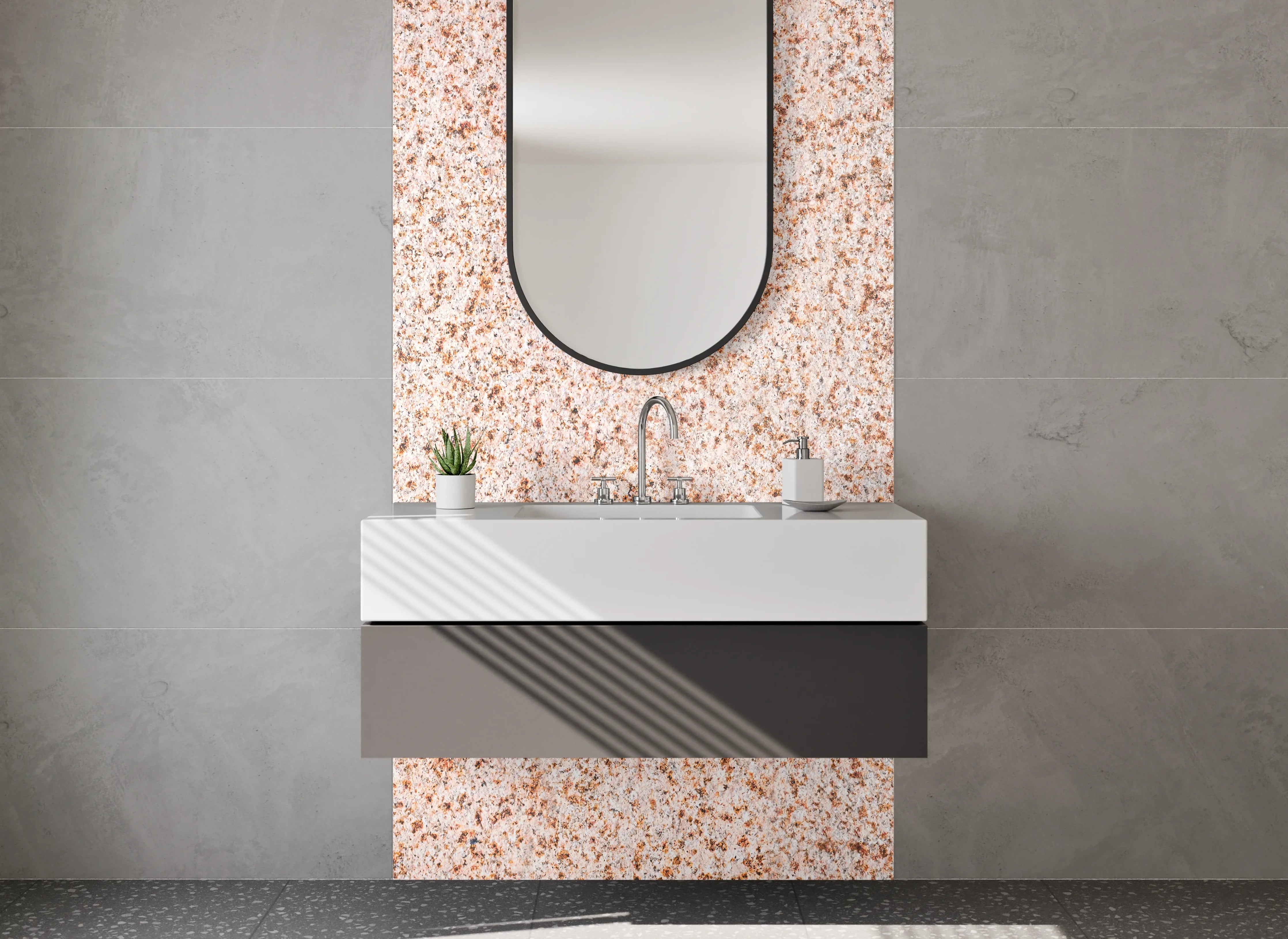 Waschbecken-Rückwand - Beige Sprenkel Marmoroptik