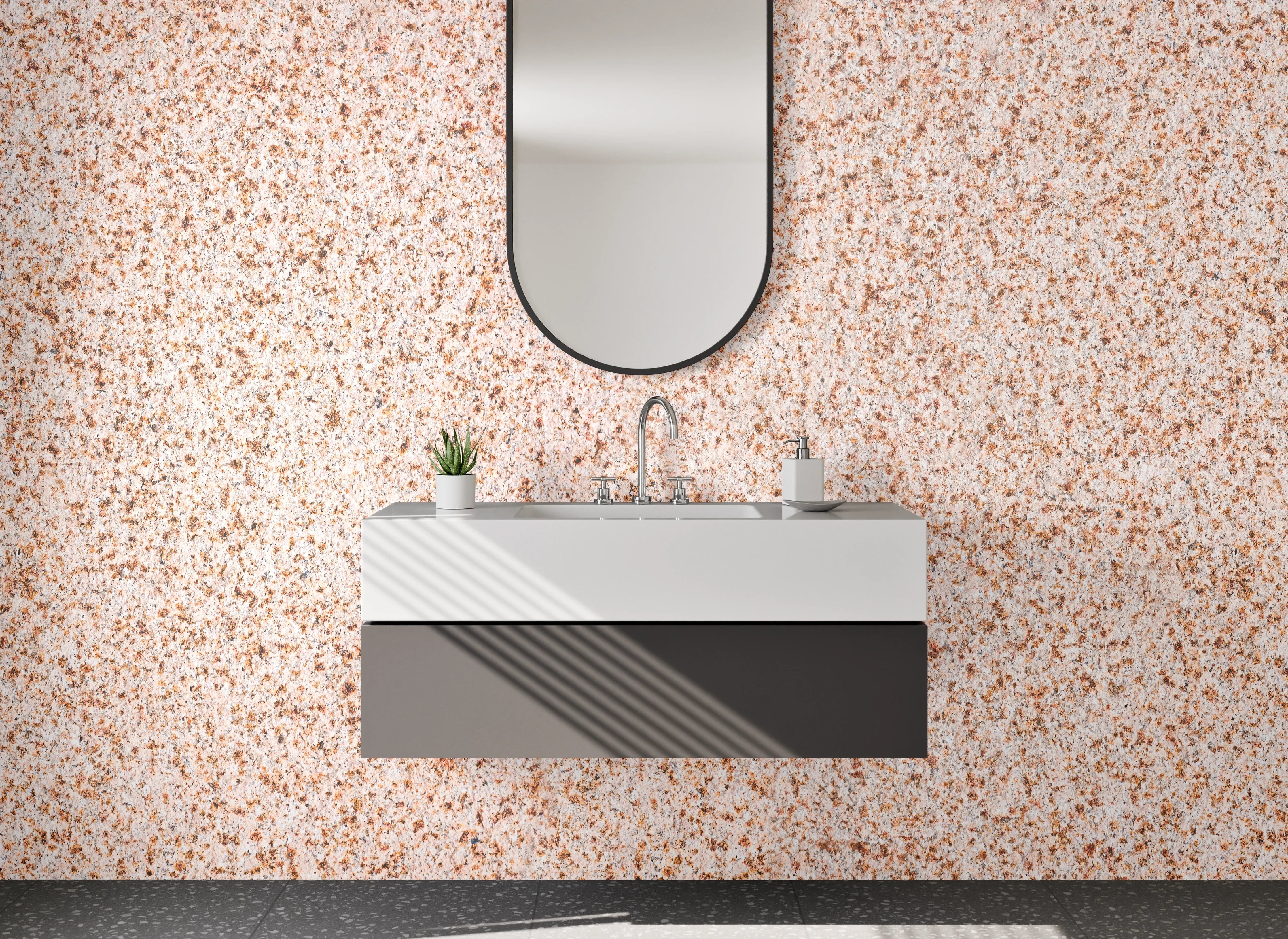Waschbecken-Rückwand - Beige Sprenkel Marmoroptik