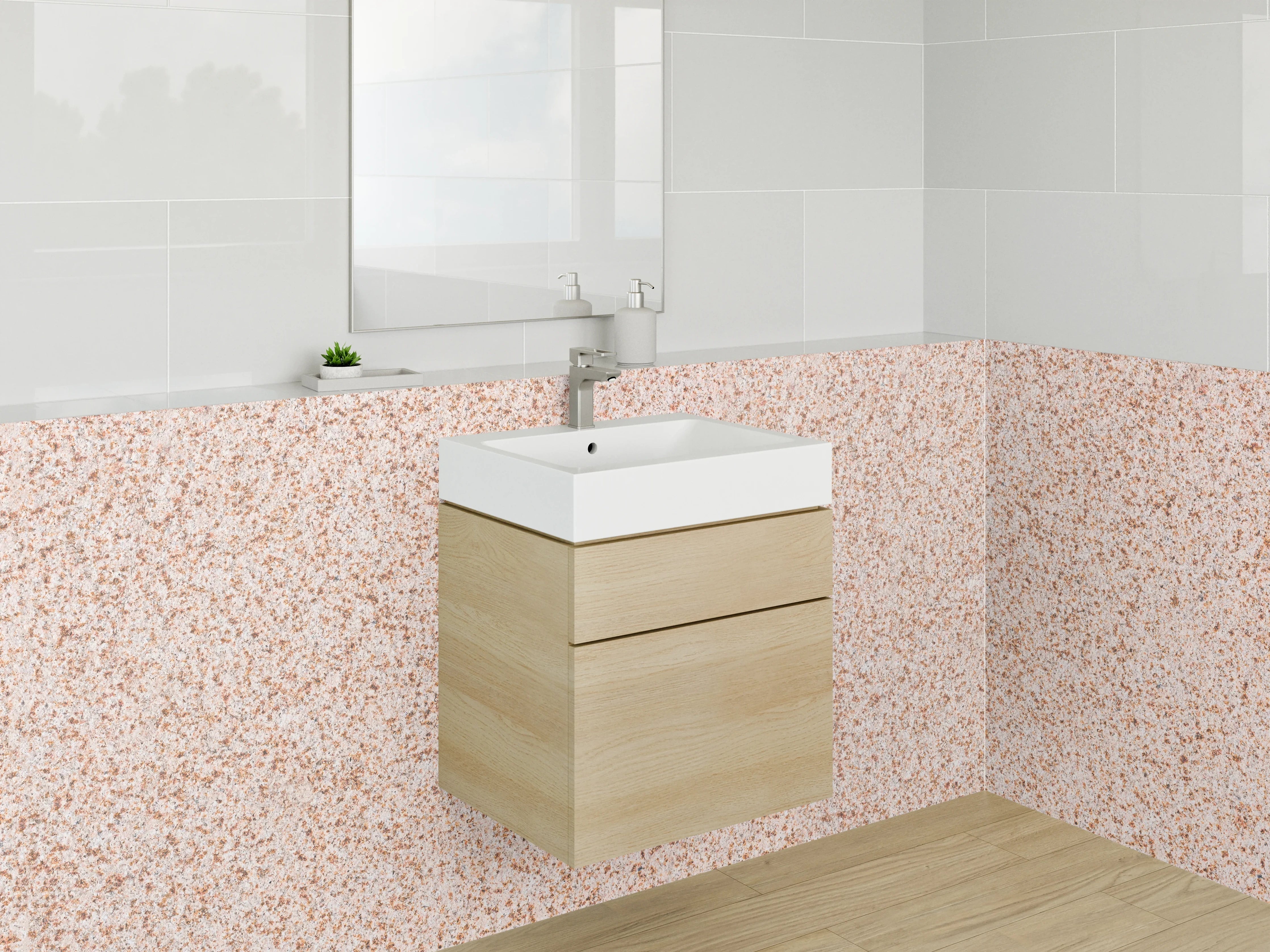 Waschbecken-Rückwand - Beige Sprenkel Marmoroptik