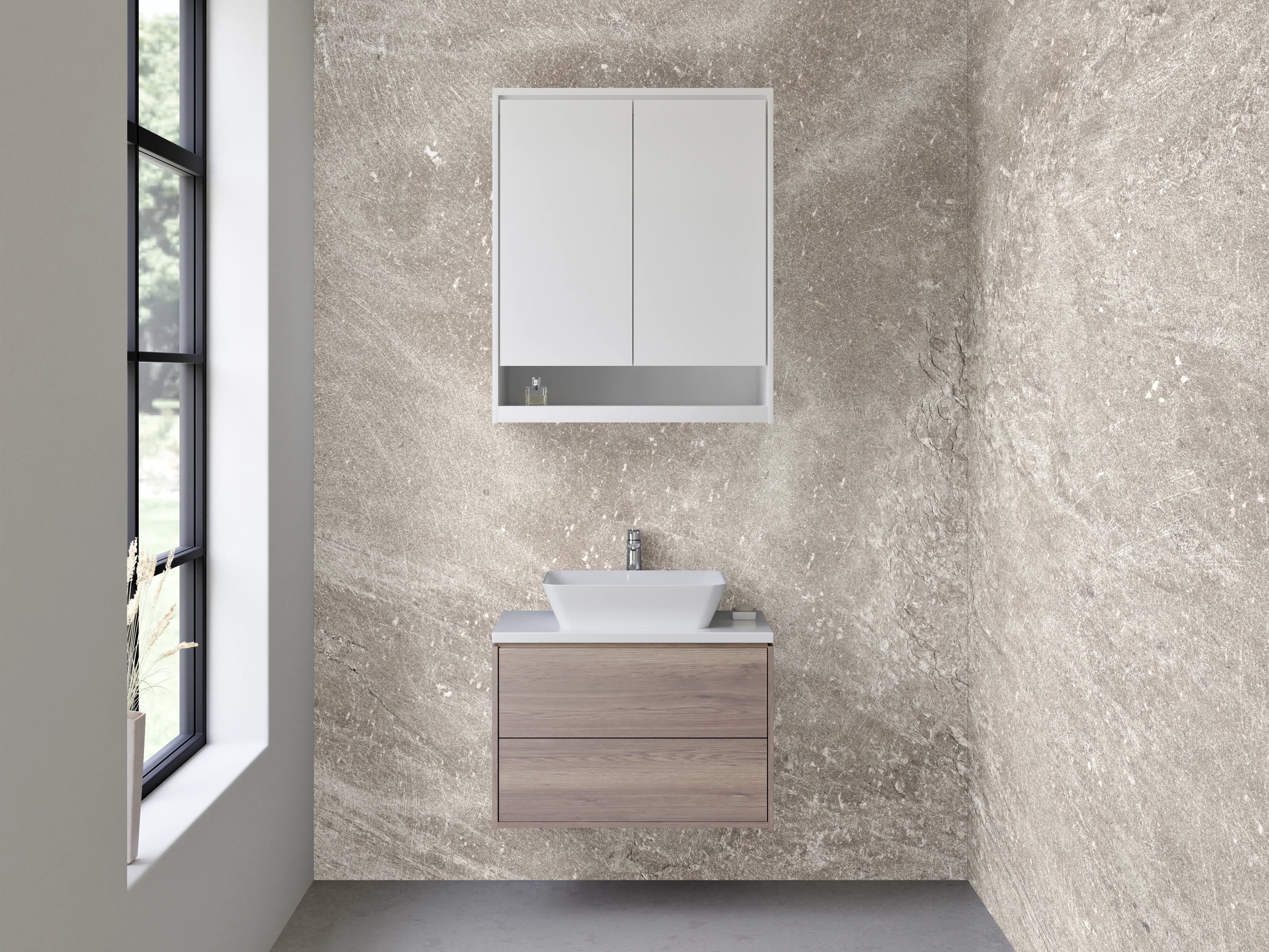 Waschbecken-Rückwand - Beige Stein-Textur