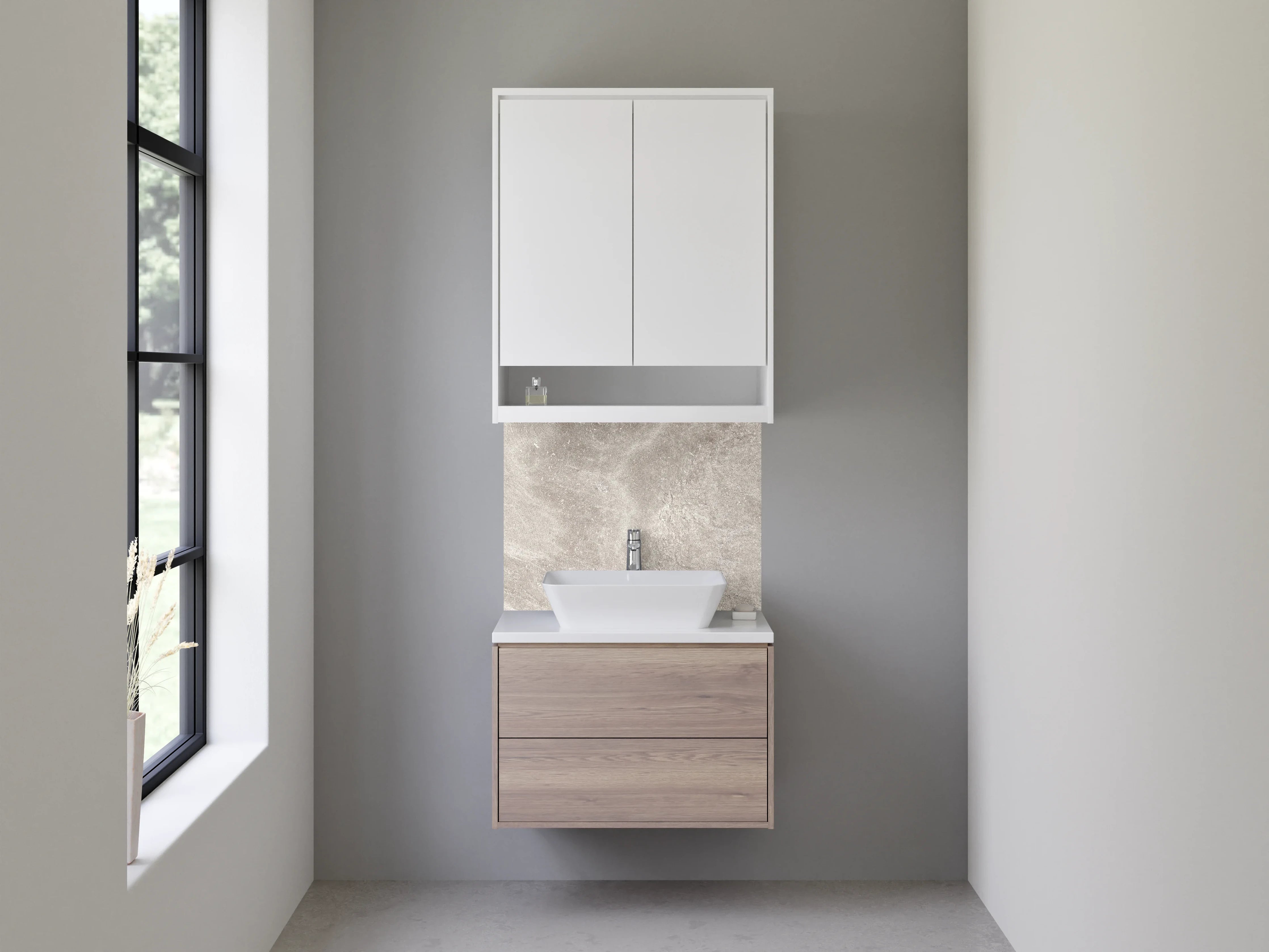 Waschbecken-Rückwand - Beige Stein-Textur