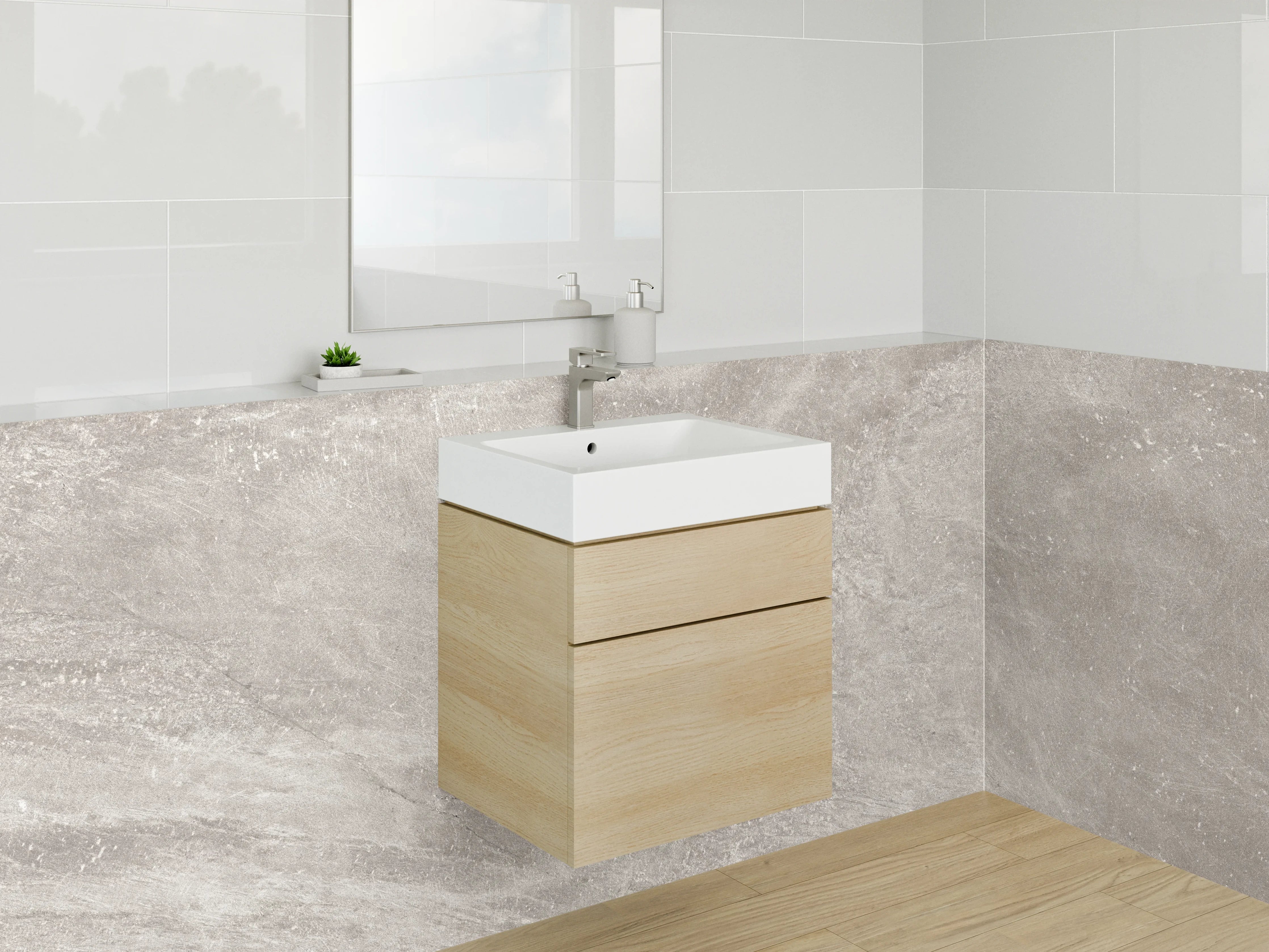 Waschbecken-Rückwand - Beige Stein-Textur