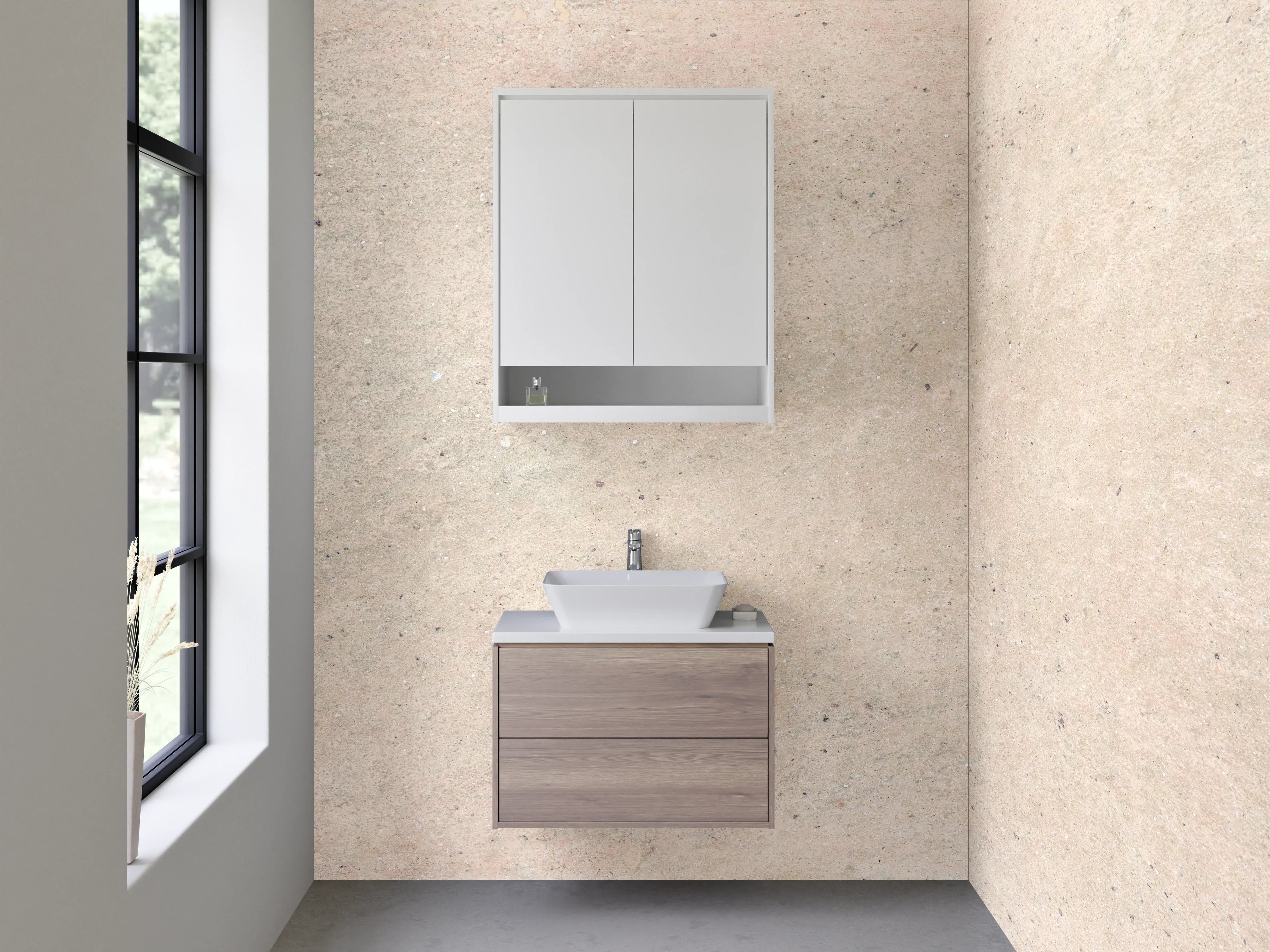 Waschbecken-Rückwand - Beige Steinoptik für edle Rückwände