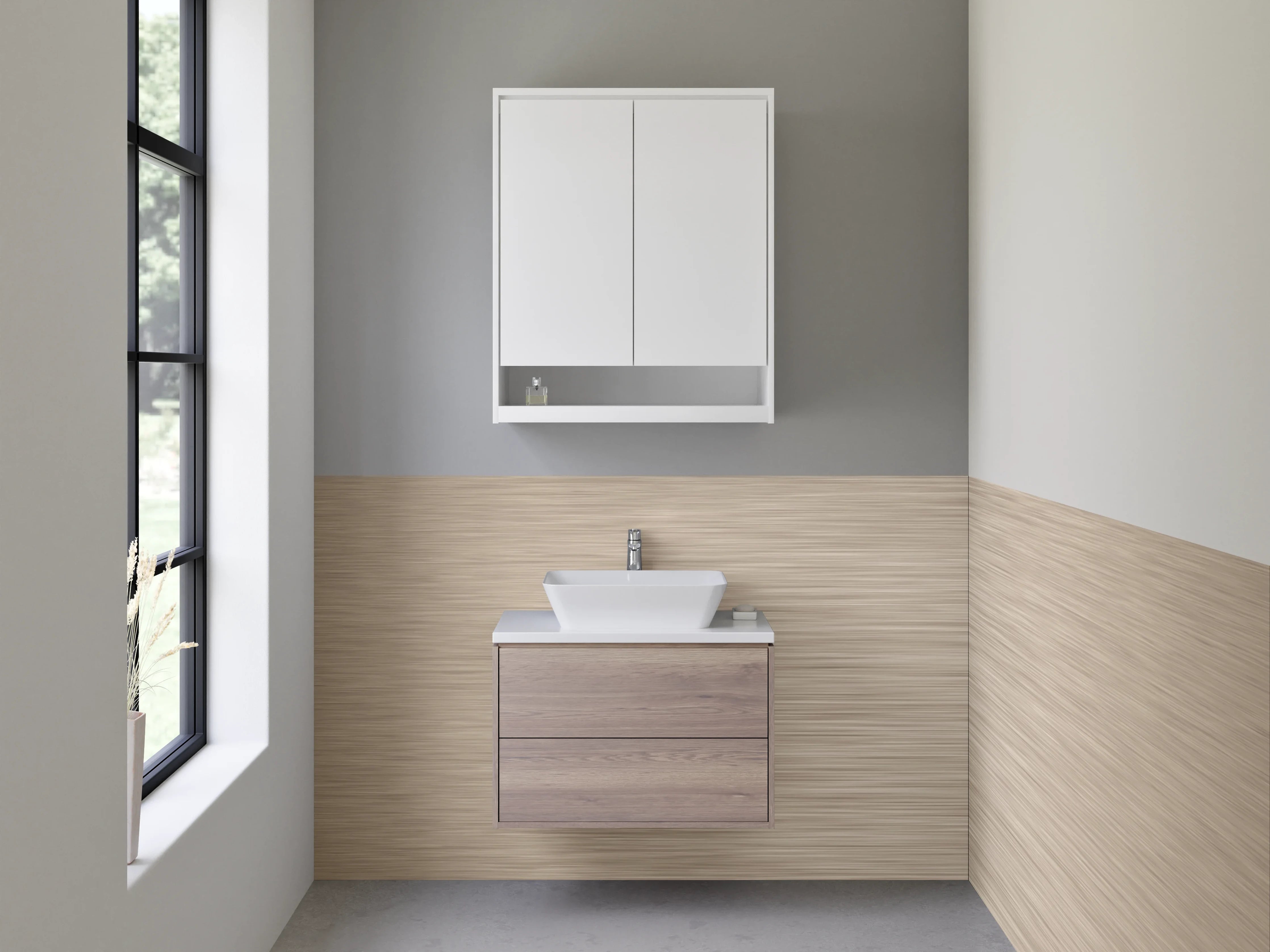 Waschbecken-Rückwand - Beige Struktur-Optik für Rückwände